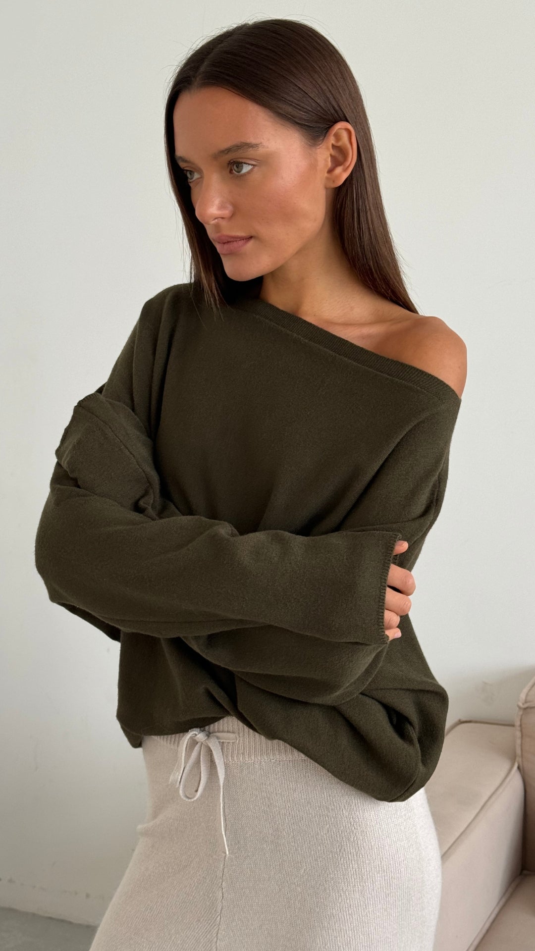 Charli Poppy sweater in khaki image 2