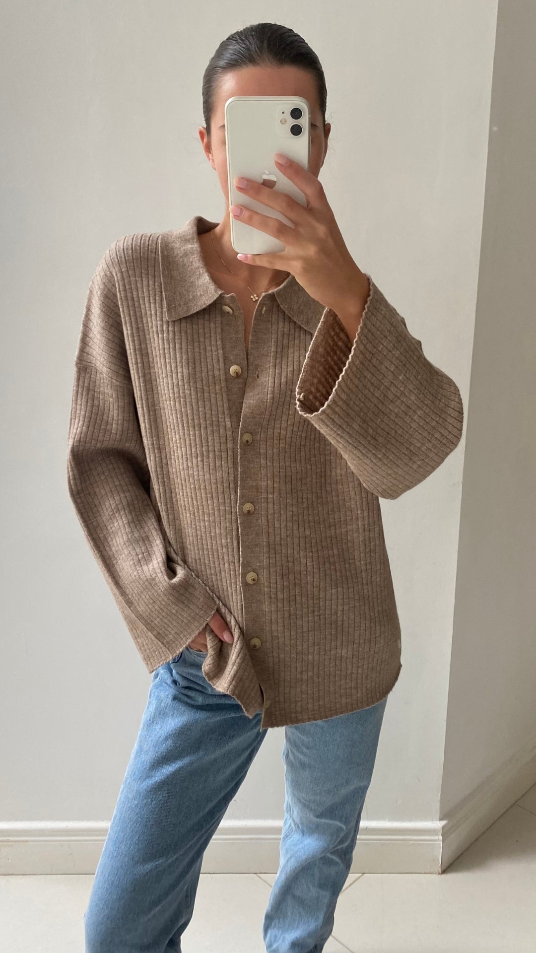 Charli dominika cardi in biscuit front on