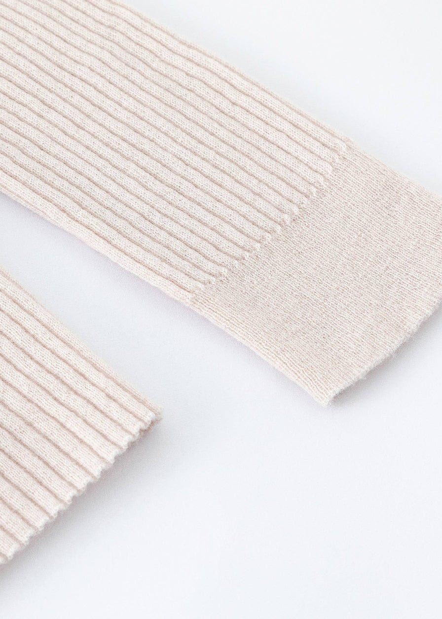 N.31 Cashmere Blend Skinny Rib Crew Long Sleeve – Light Shell