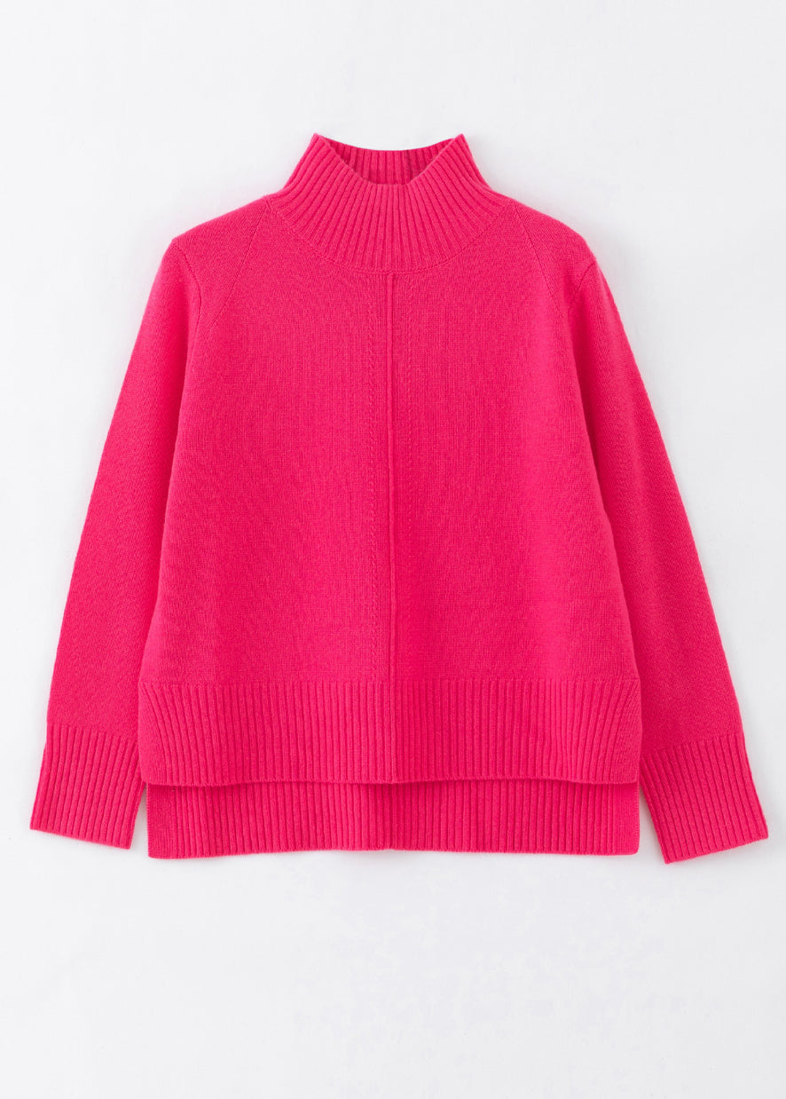 Aleger Cashmere blend jumper in hot pink flat lay front