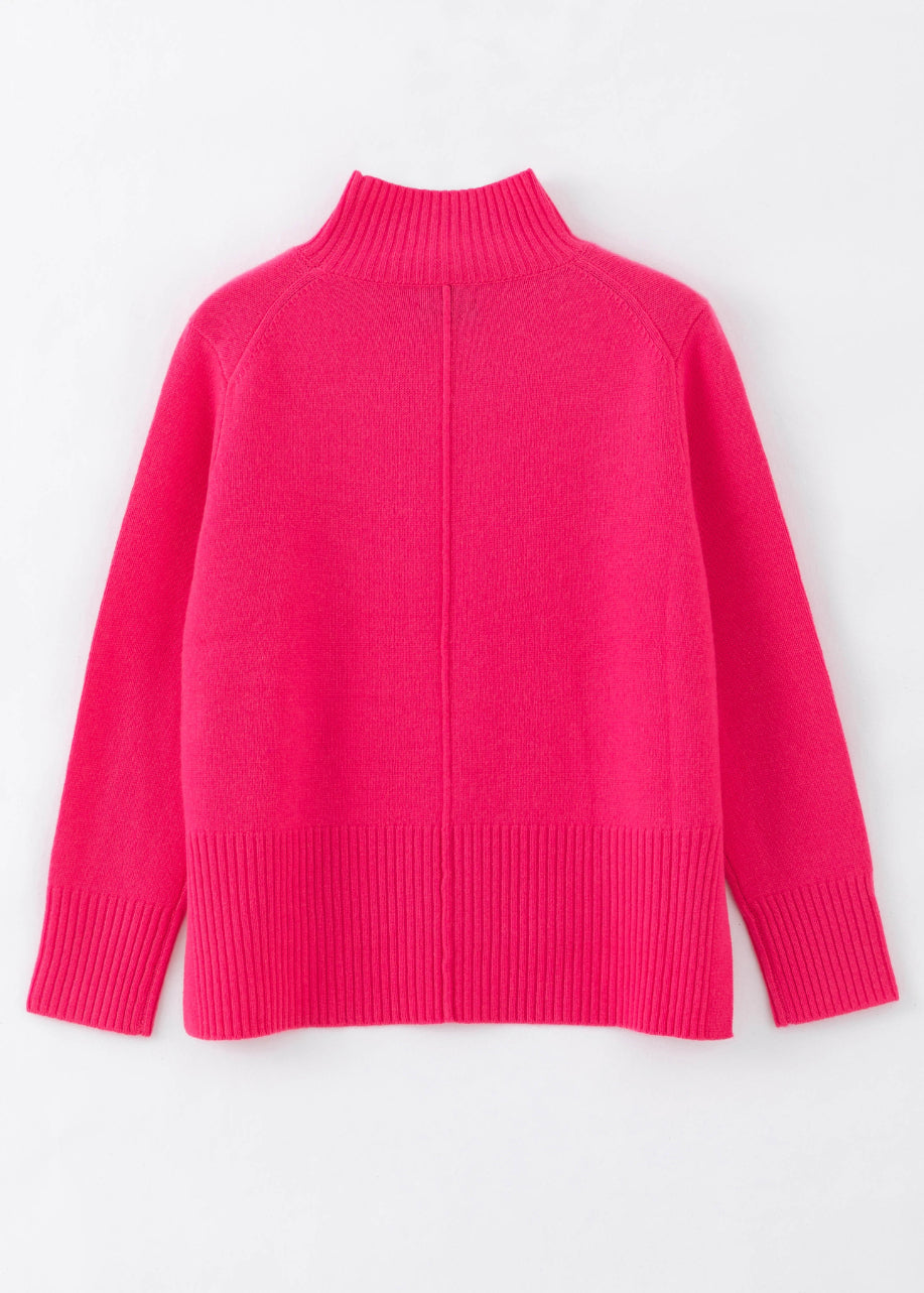 Aleger Cashmere blend jumper in hot pink flat lay back shot