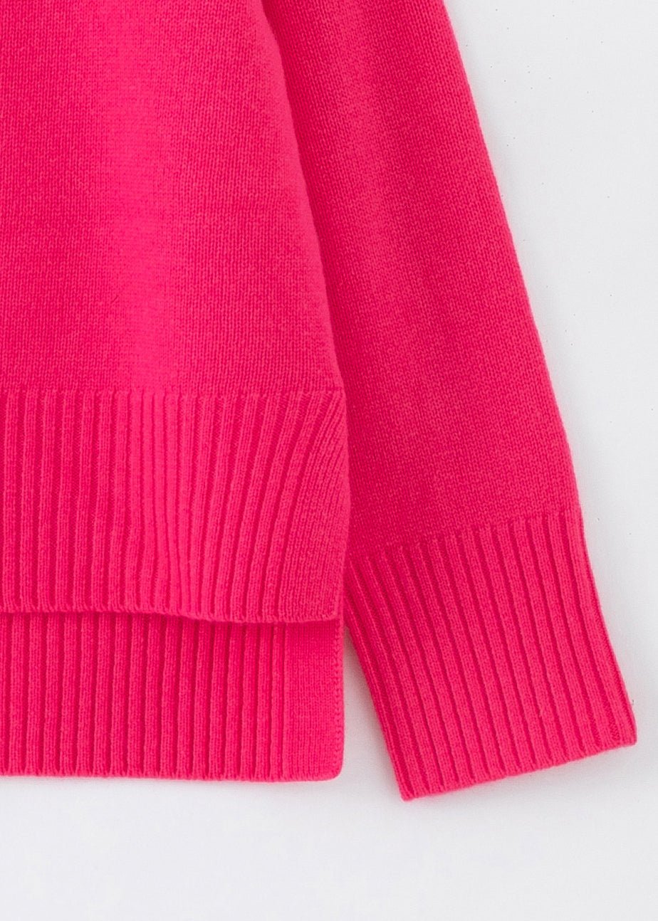 Aleger Cashmere blend jumper in hot pink close up detail