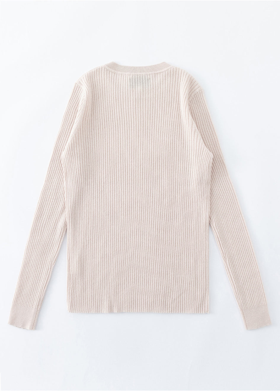 N.31 Cashmere Blend Skinny Rib Crew Long Sleeve – Light Shell
