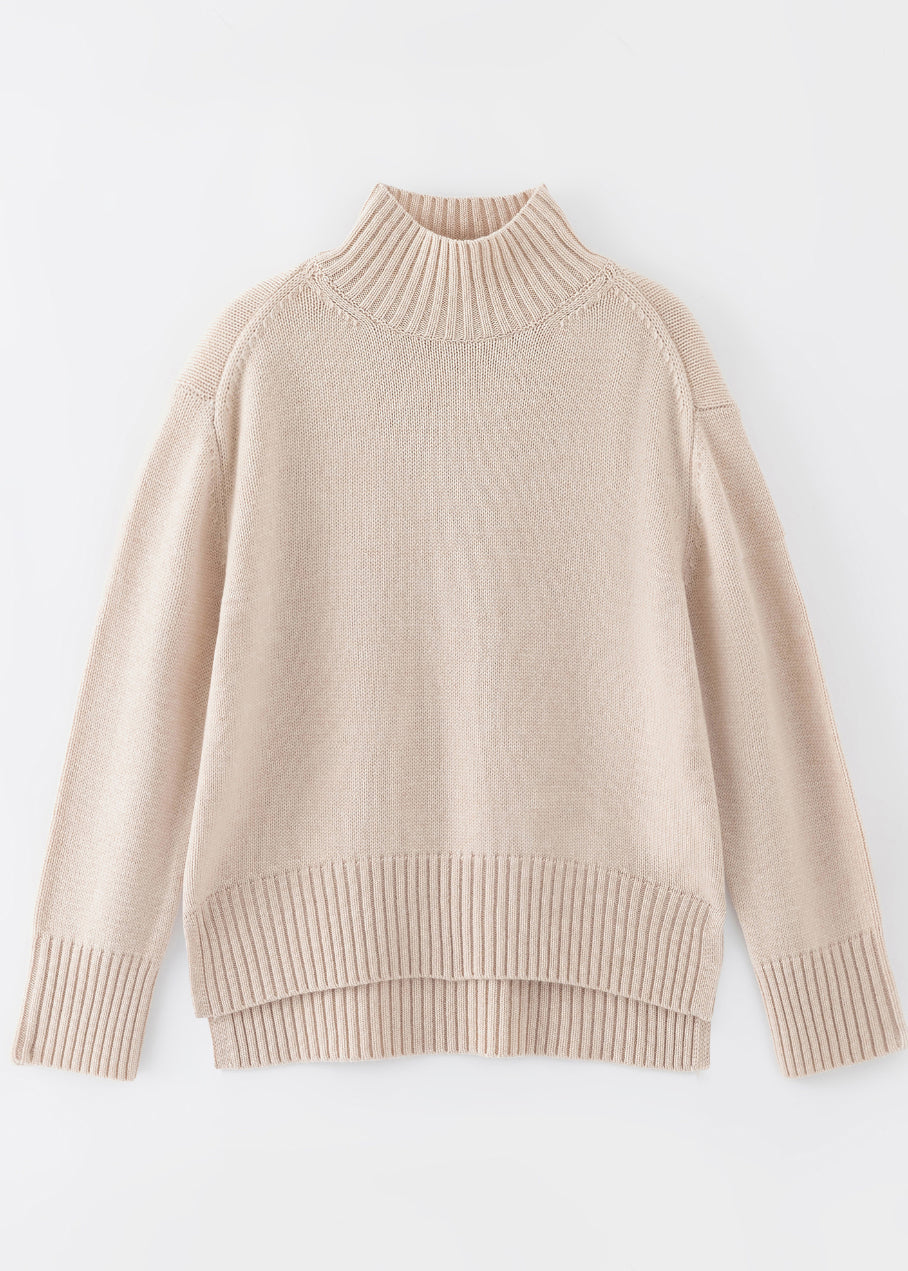 Aleger cashmere jumper N.325 in shell beige flat lay front