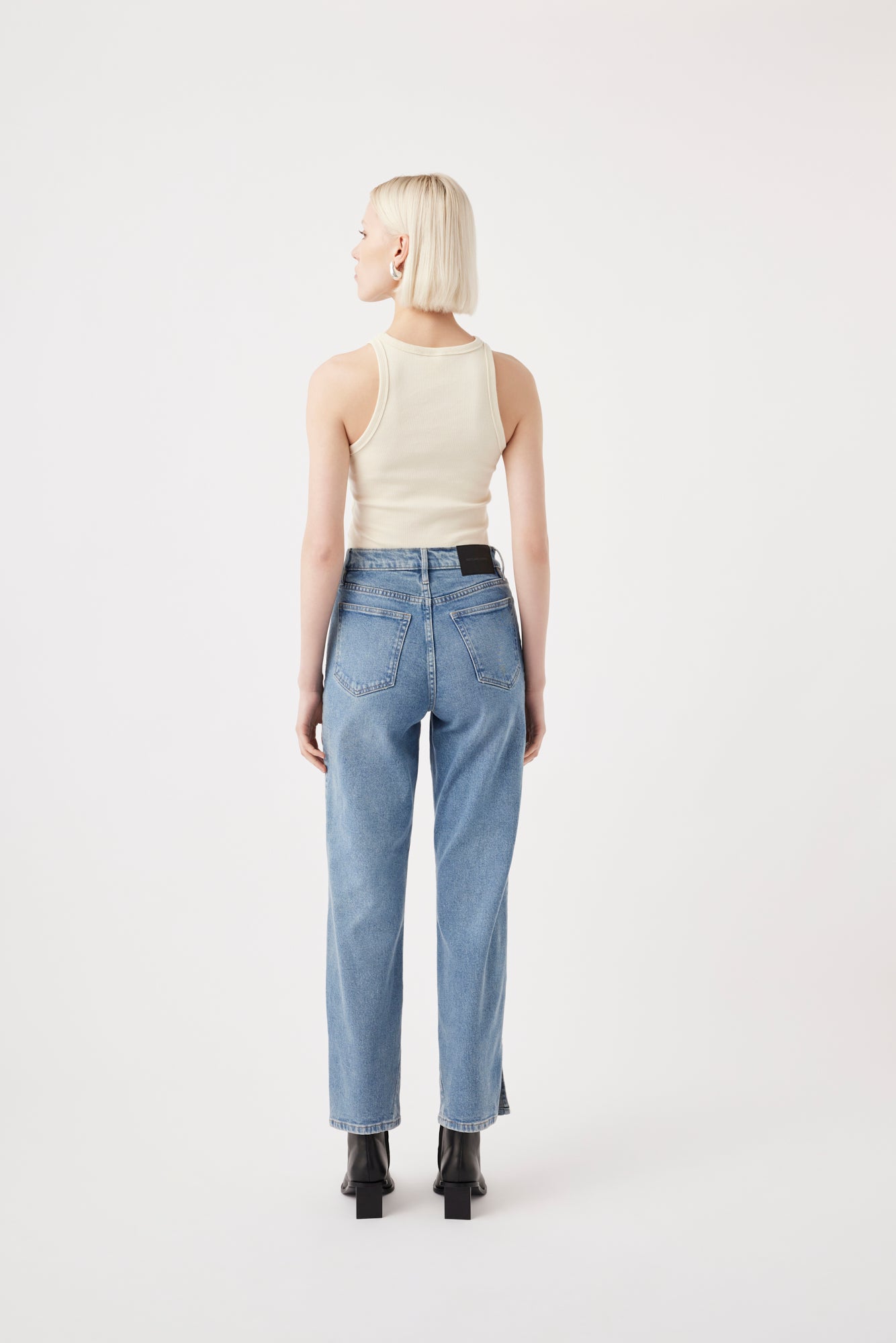 Outland Denim Zoe high split jeans in unity back shot