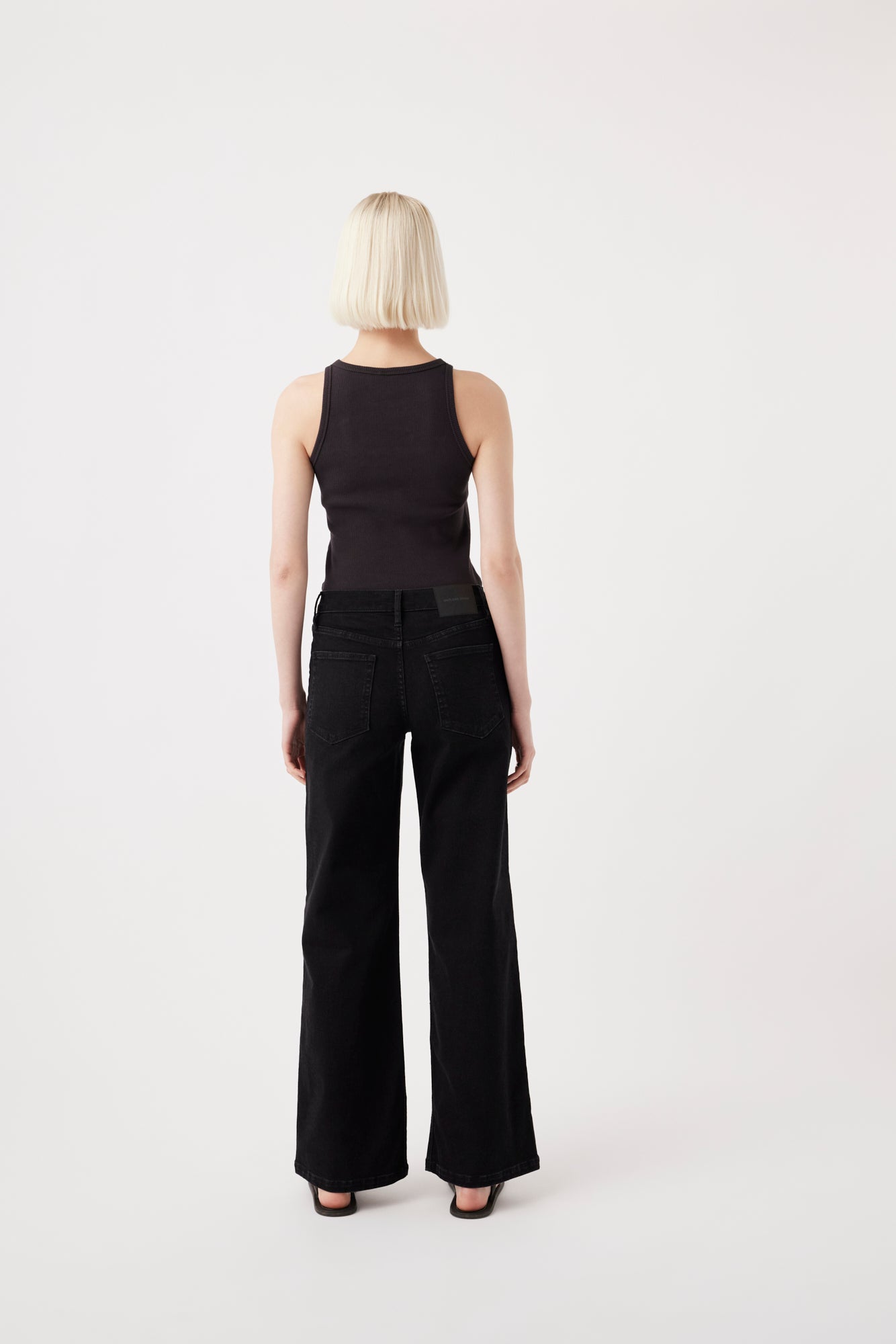 Outland Denim – Mia wide leg black denim back view