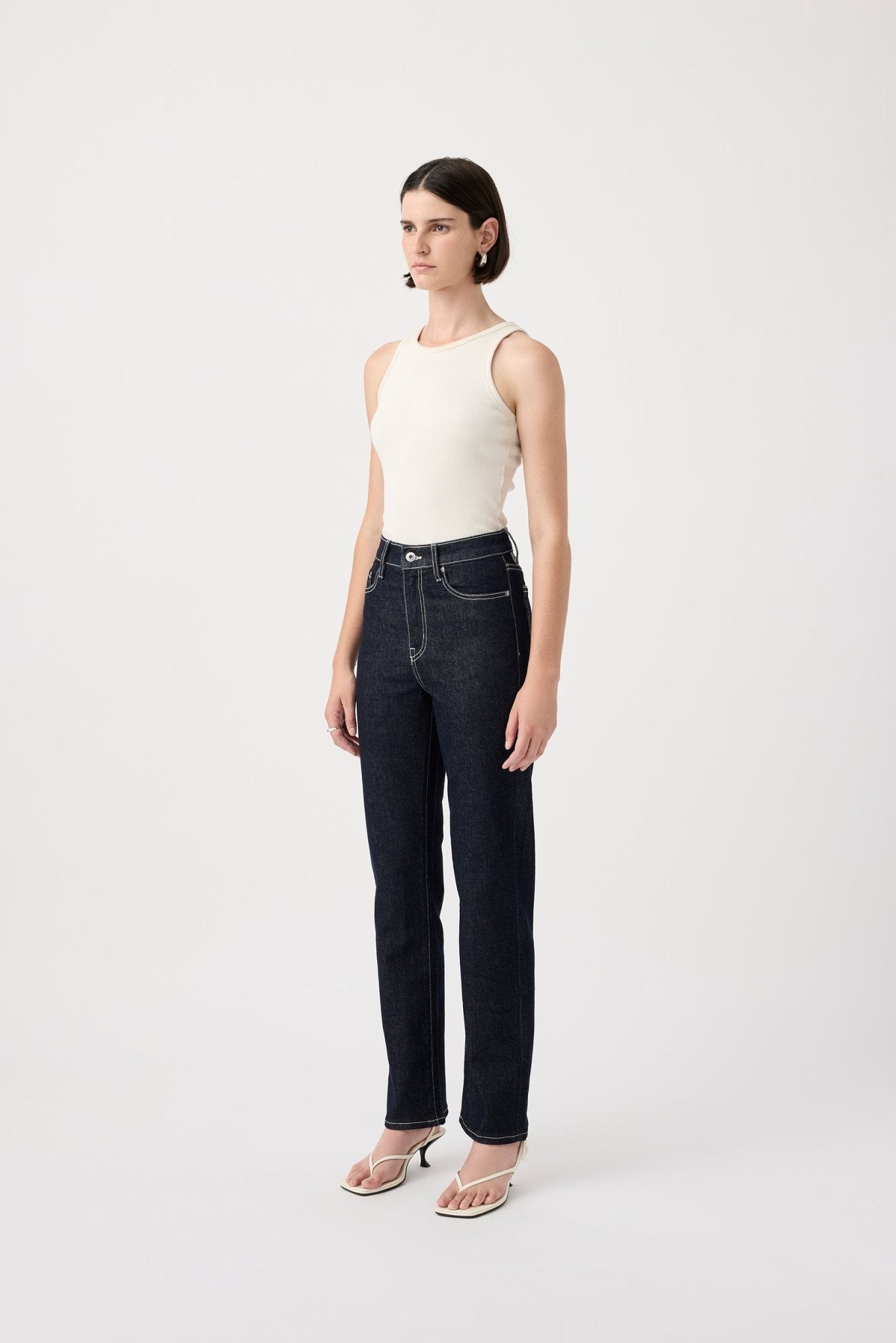 Outland denim zoe high straight jeans in rinse