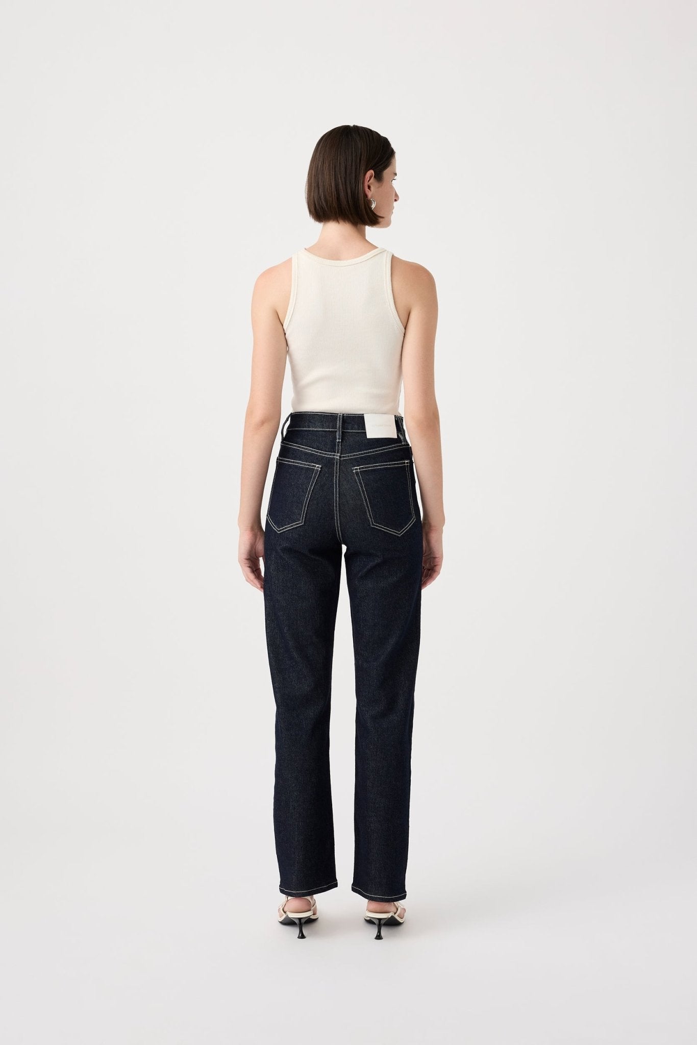 Outland denim zoe high straight jeans in rinse back shot 2