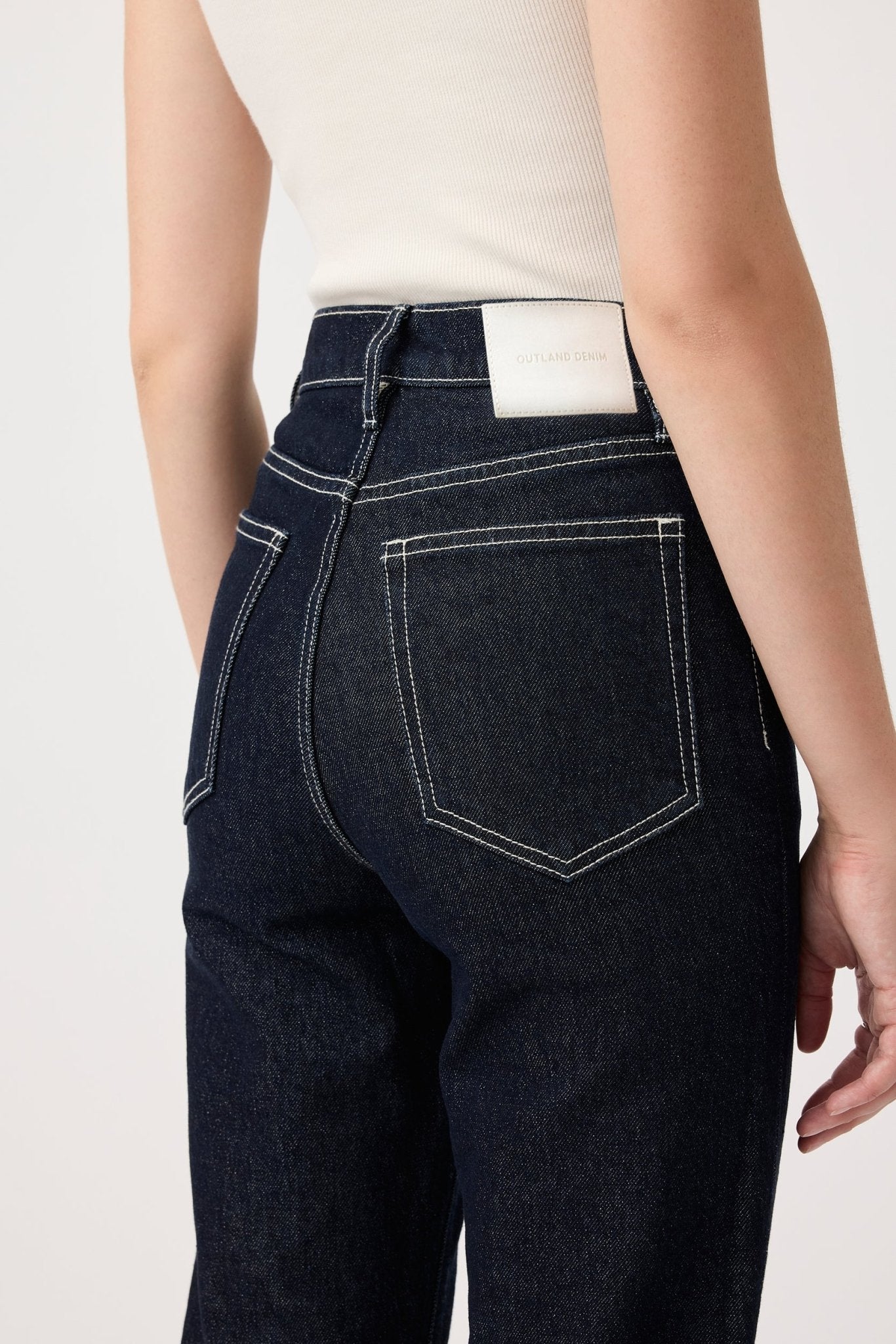 Outland denim zoe high straight jeans in rinse back shot