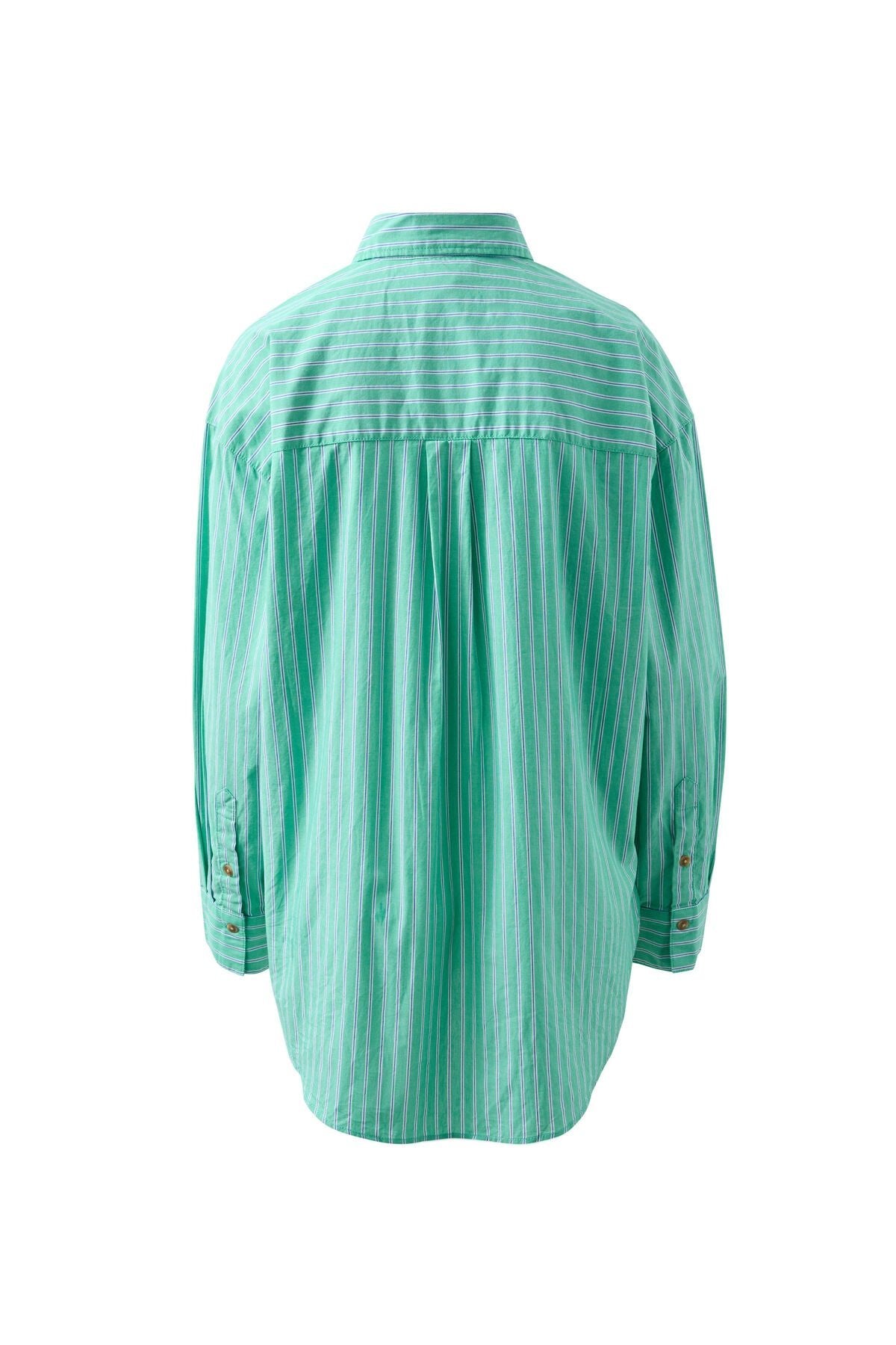 Ceres Life Peta Oversized Shirt in Zesty Green Triple Stripe flat lay back shot