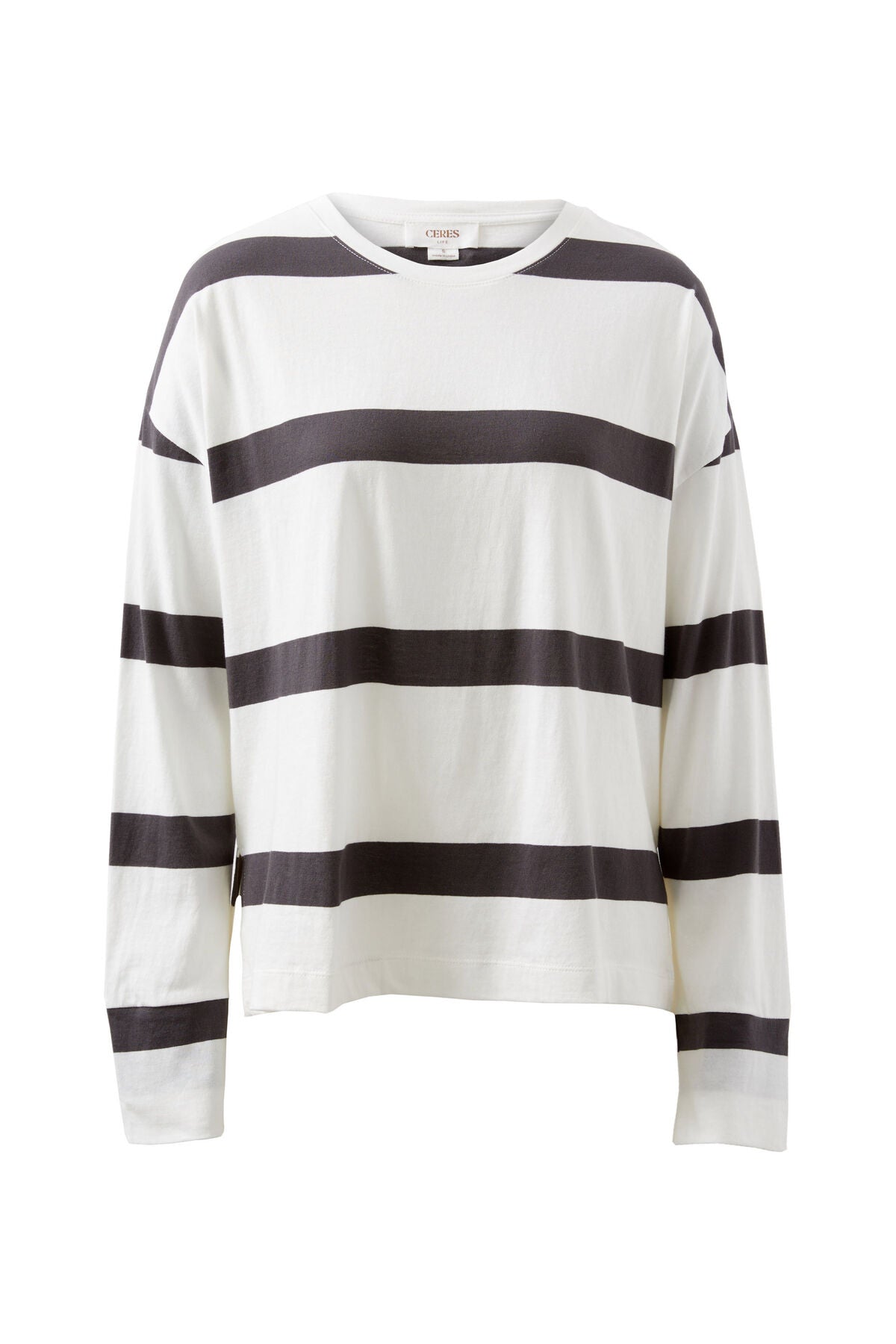 Scout Slouchy Long Sleeve Tee – Vanilla & Phantom Stripe