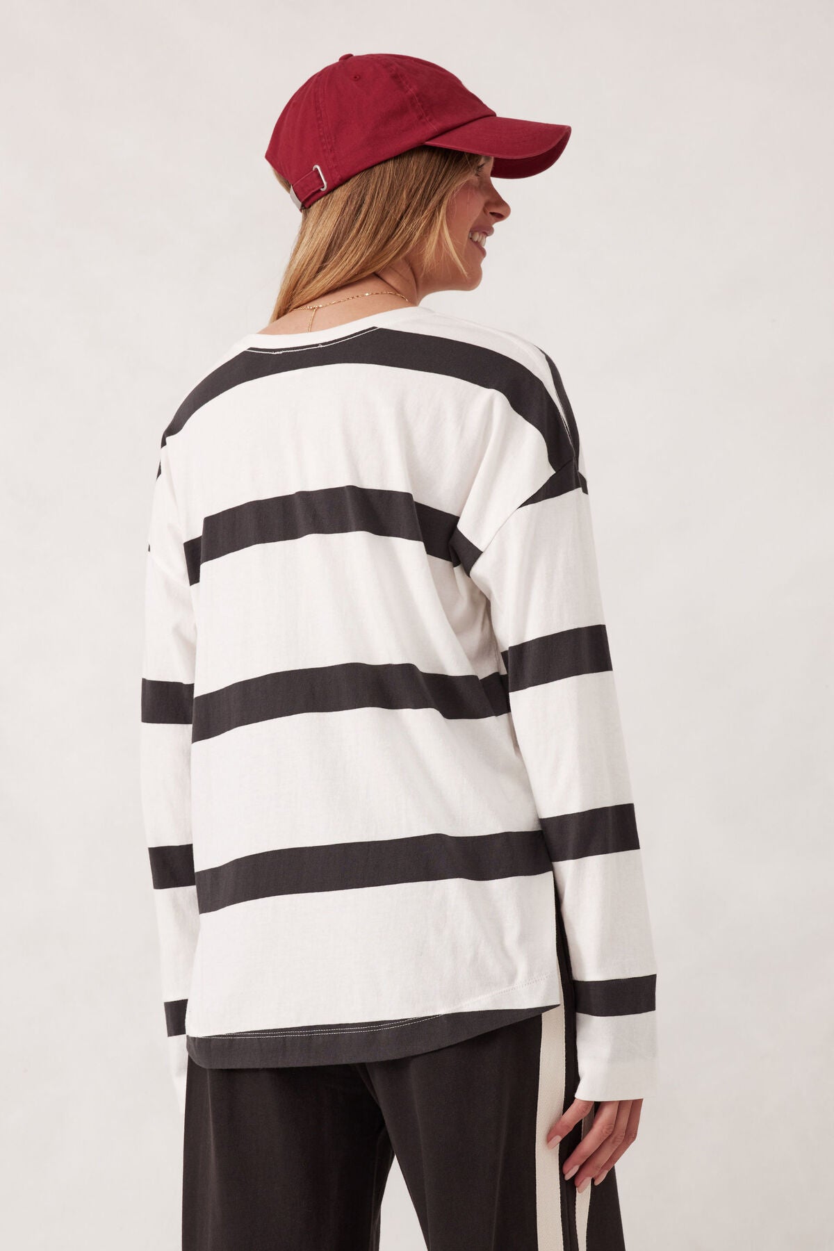 Scout Slouchy Long Sleeve Tee – Vanilla & Phantom Stripe