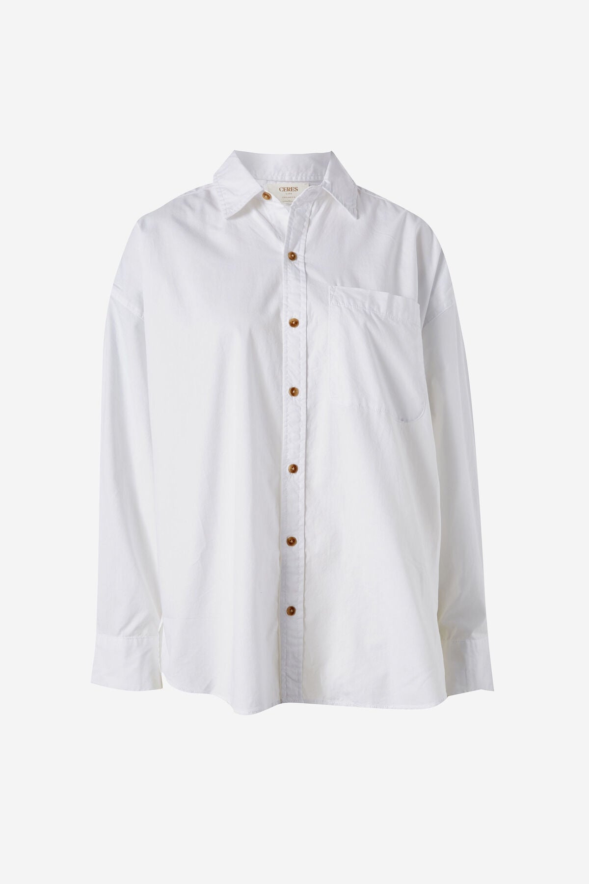 Ceres Life Peta oversized shirt in white flat lay