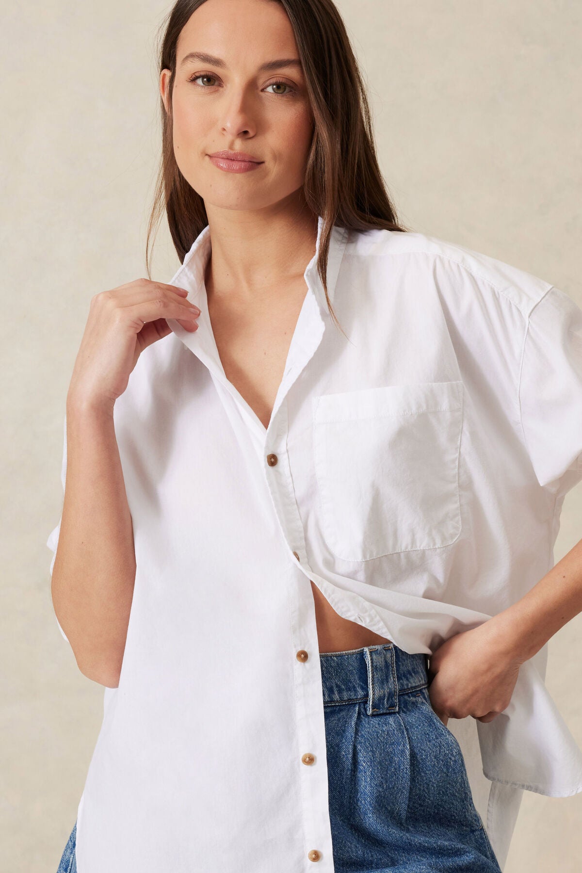 Ceres Life Peta oversized shirt in white image 2