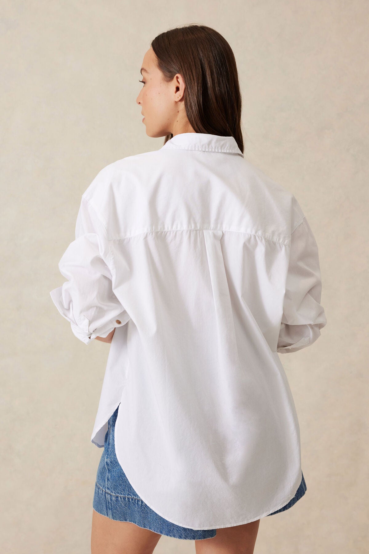 Ceres Life Peta oversized shirt in white back shot