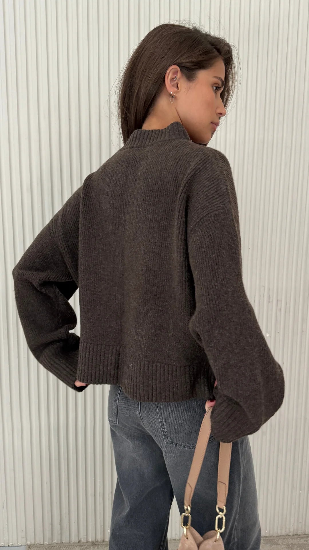 Charli Zoe cardigan in espresso back shot