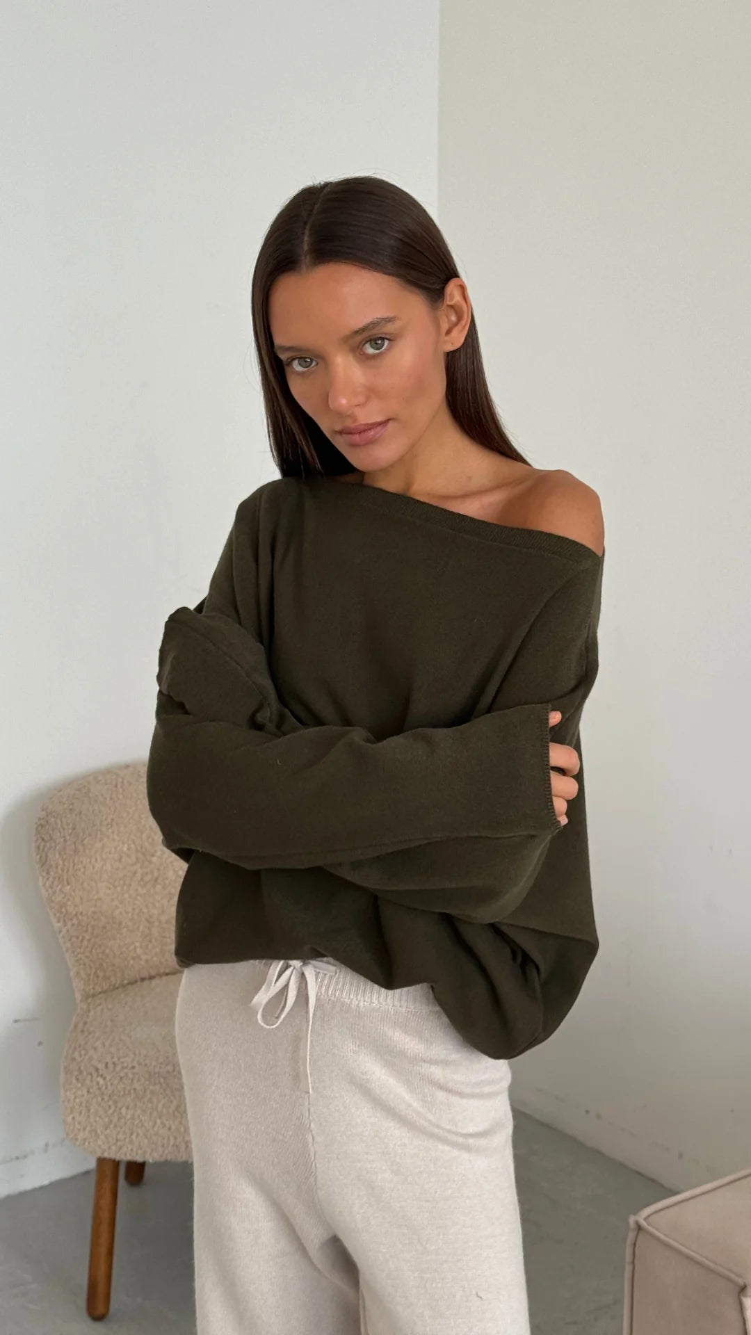 Charli Poppy sweater in khaki image