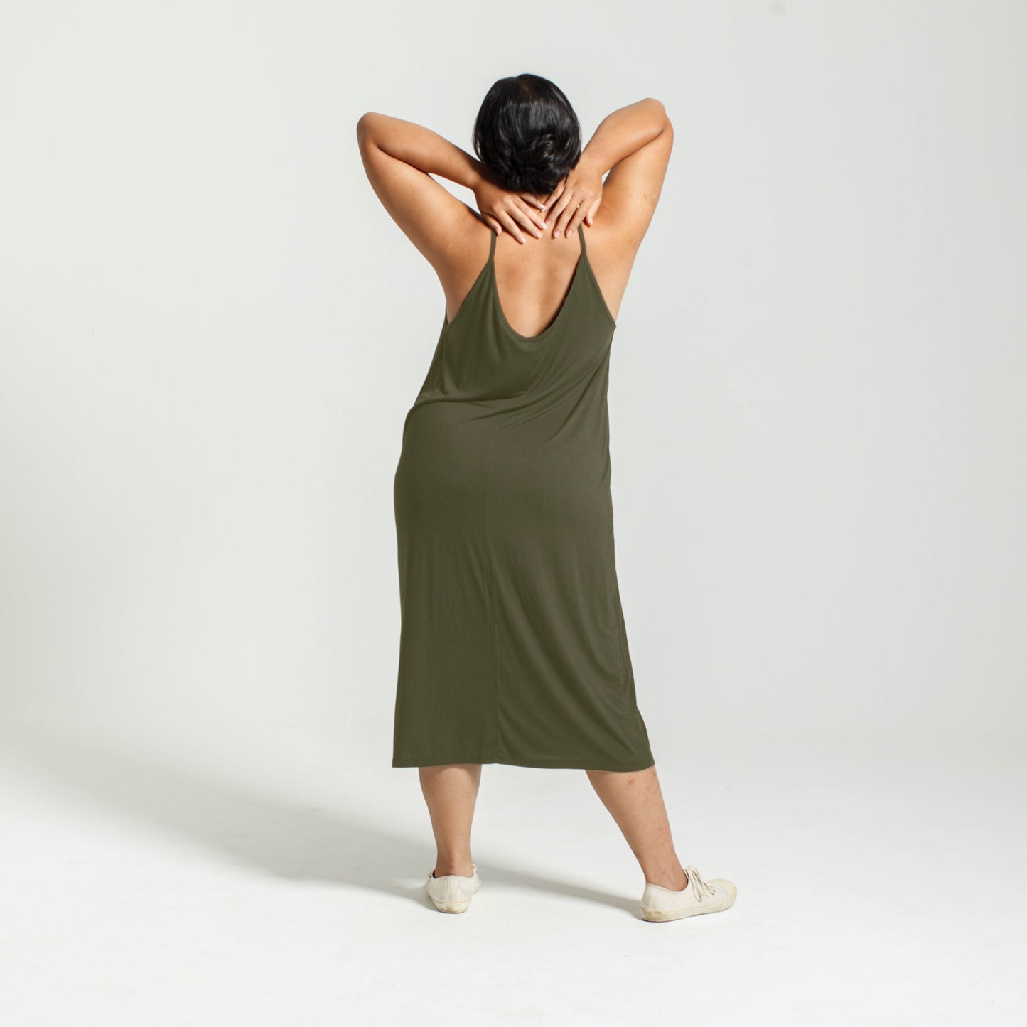 Dorsu singlet dress in olive back view