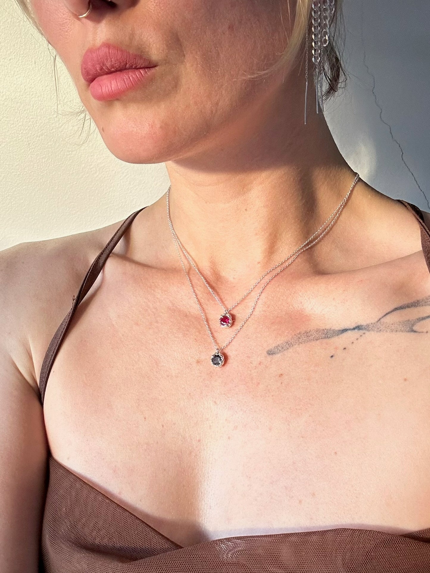 Karlek sterling silver necklaces stacked