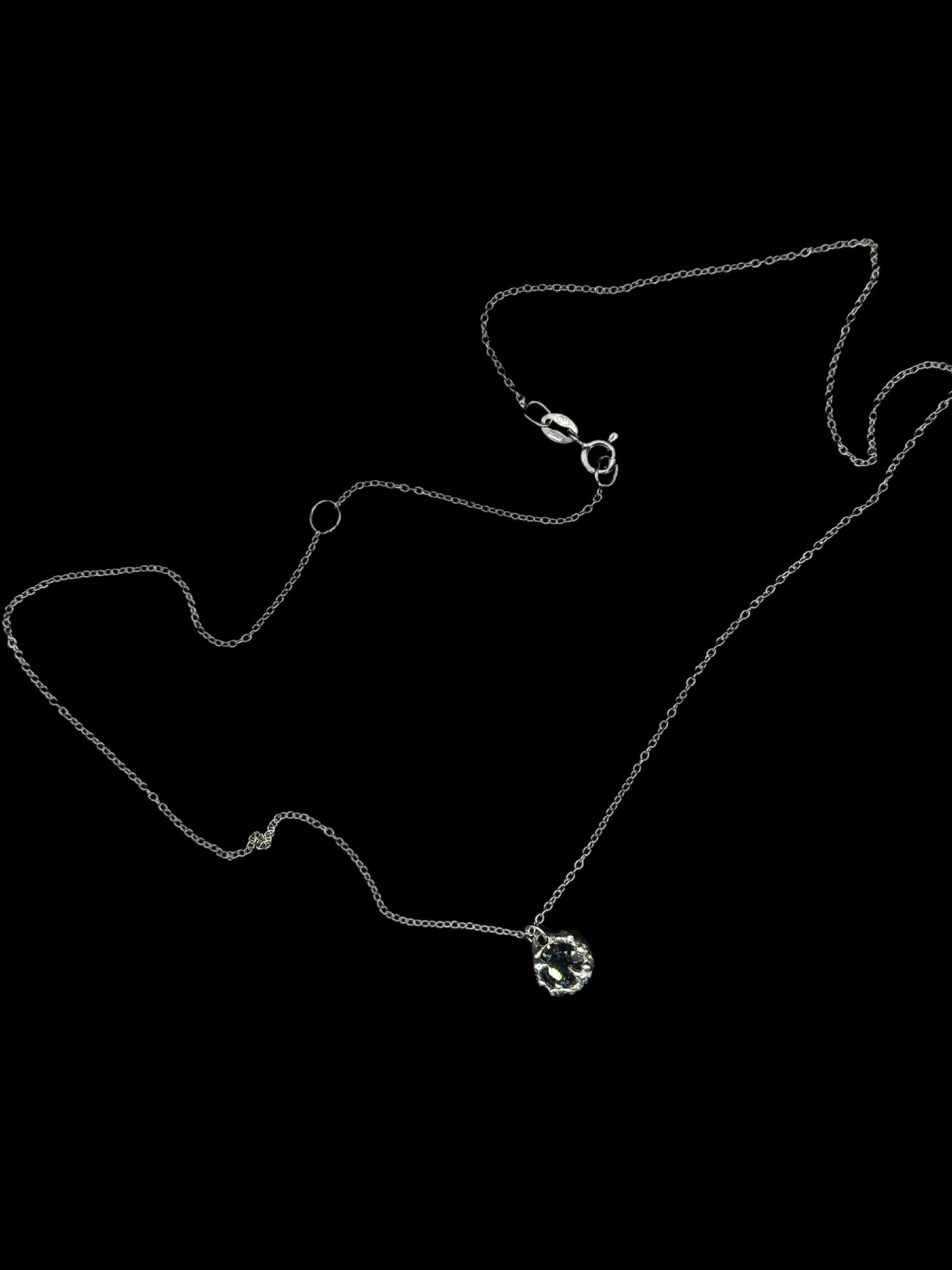 Karlek sterling silver necklace with green tourmaline gemstone full length chain