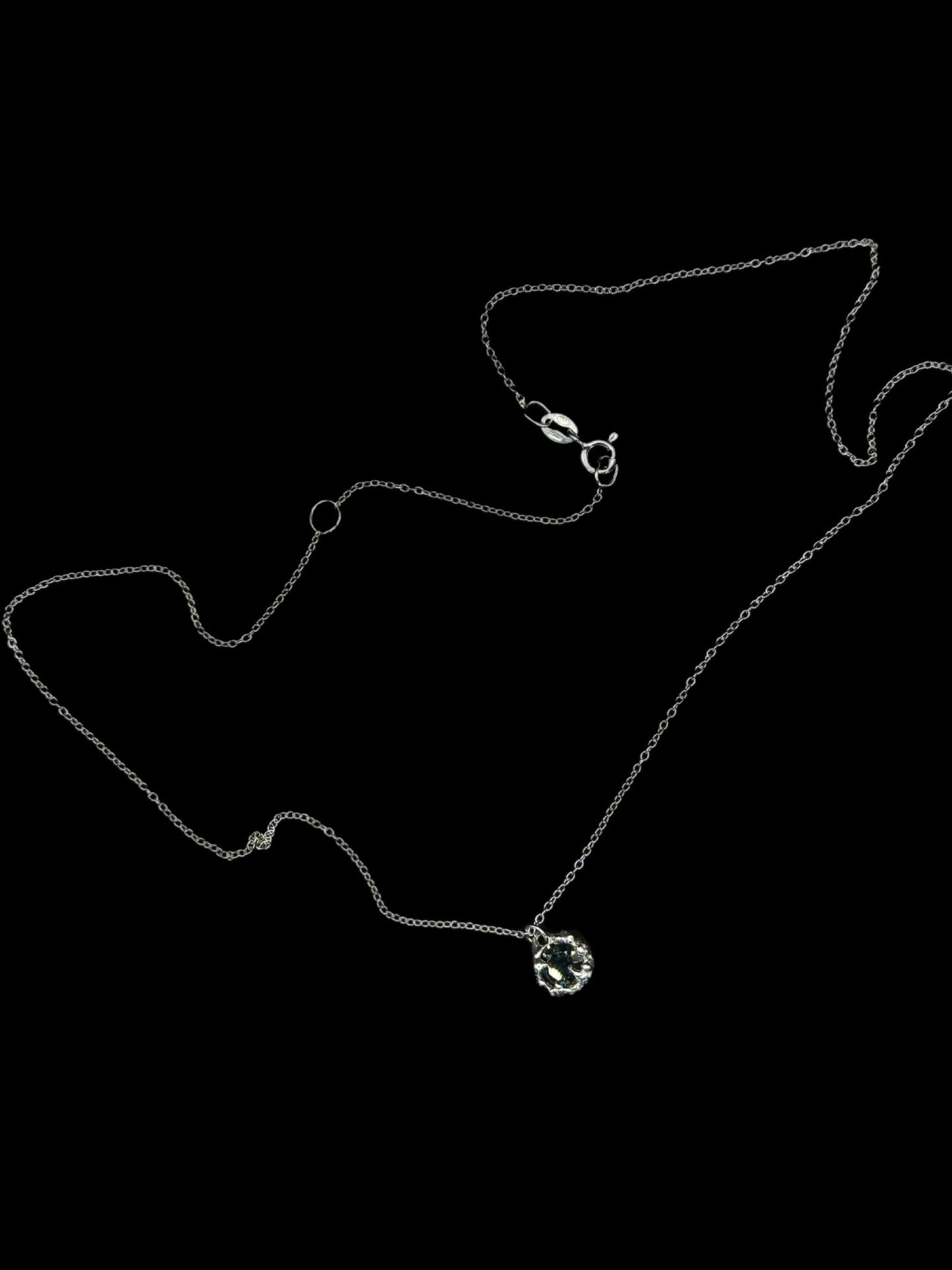 Karlek sterling silver necklace with green tourmaline gemstone full length chain