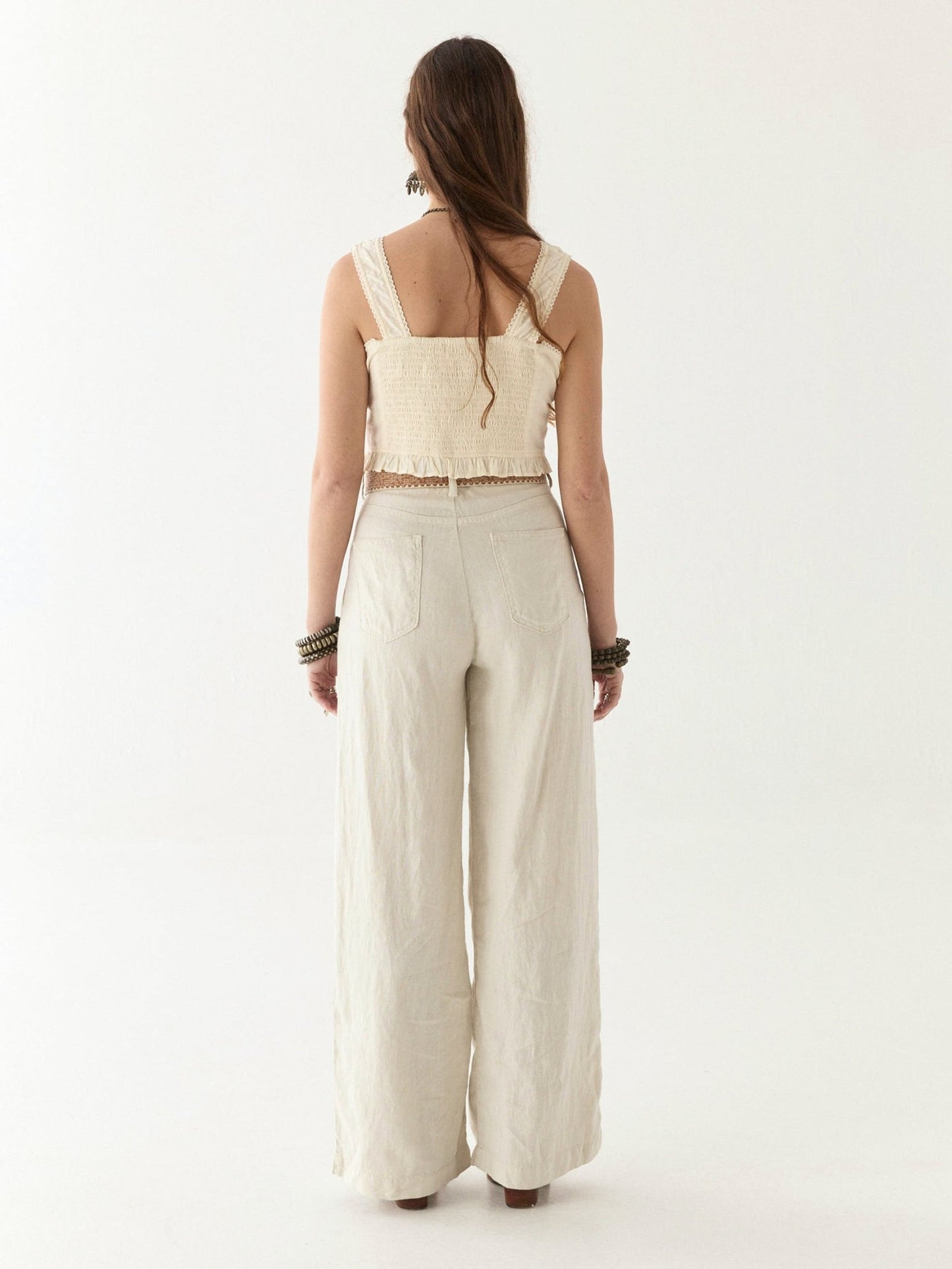 Maison Hotel Marisa Pant in off white full length back shot