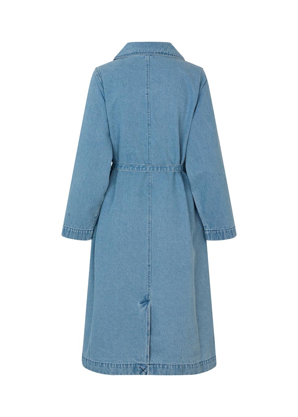 Modstrom Madeline MD Denim Trench flat lay back shot