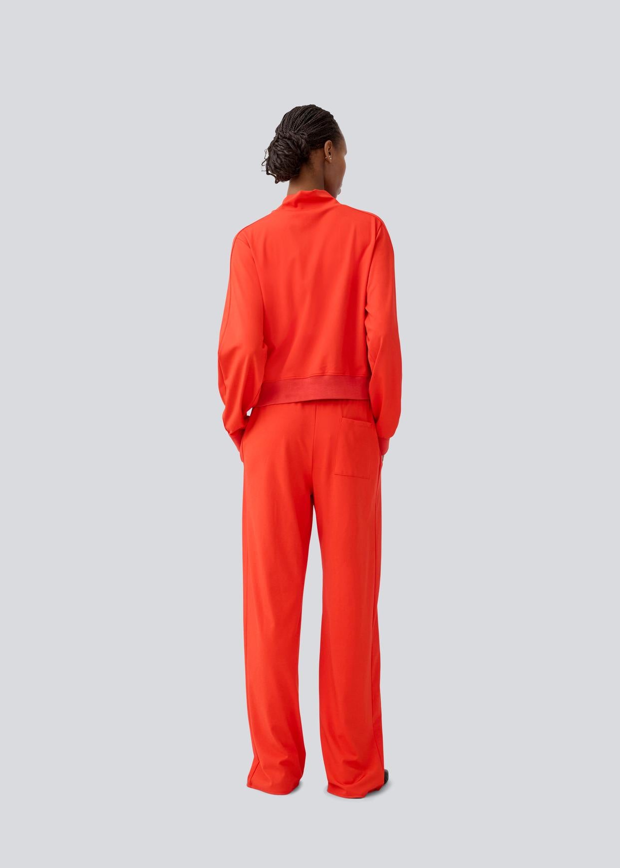 Modstrom Marietta MD T-neck Sweater – Fire Red on model back shot