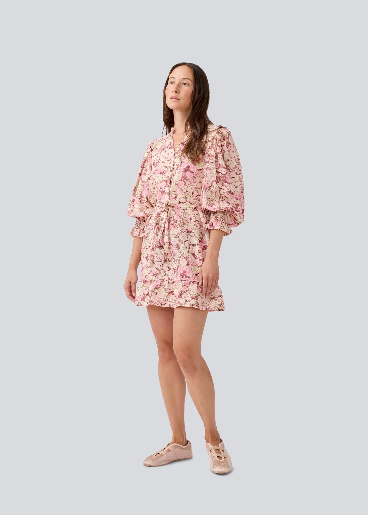 Melia Print Long-Sleeve Dress – Pink Blossom