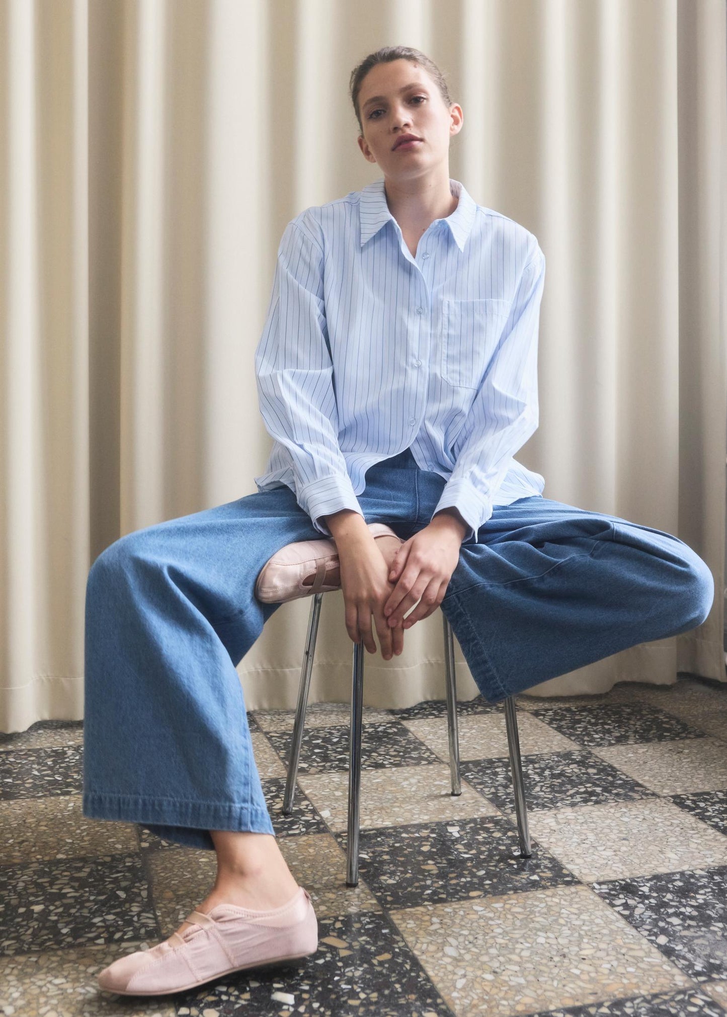 Mille Stripe Shirt – Light Blue & Navy Stripe