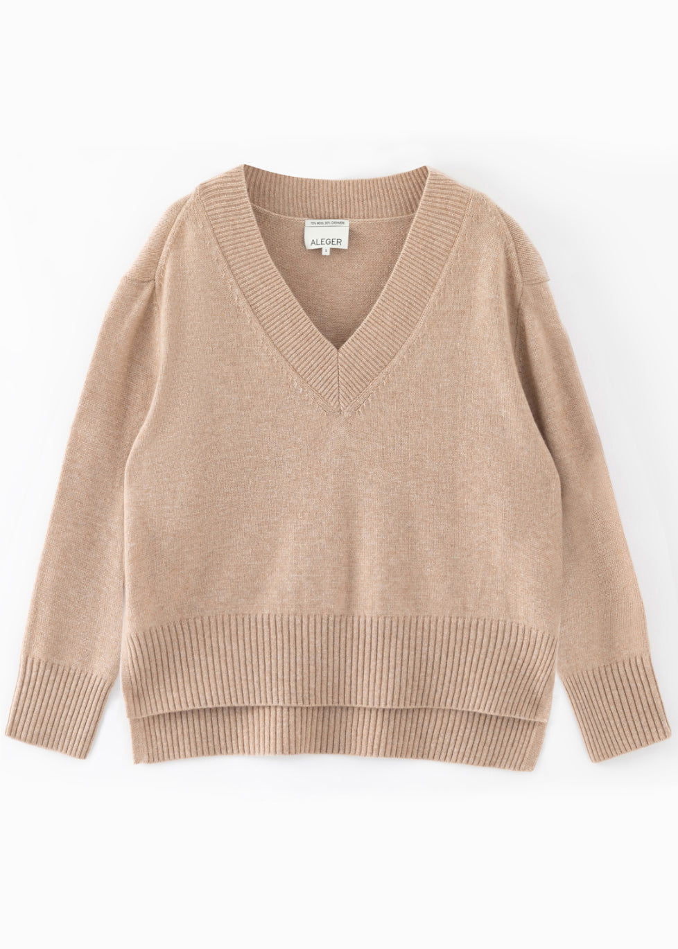 Aleger v-neck sweater toffee flat lay