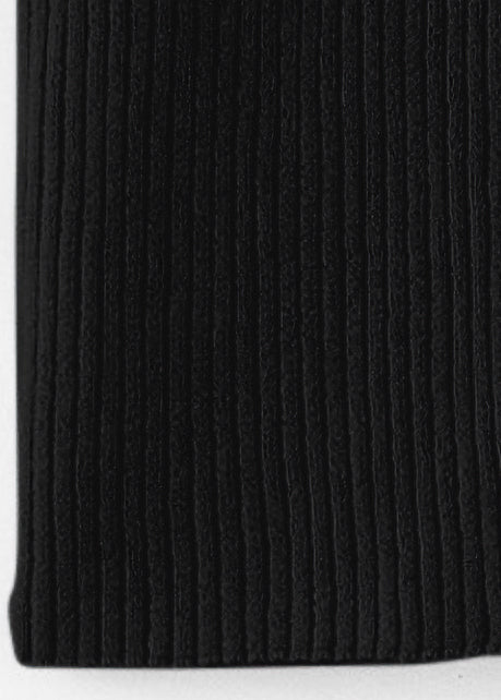 N.139 Cashmere Blend Skinny Rib S/S Crew – Light Shell & Black