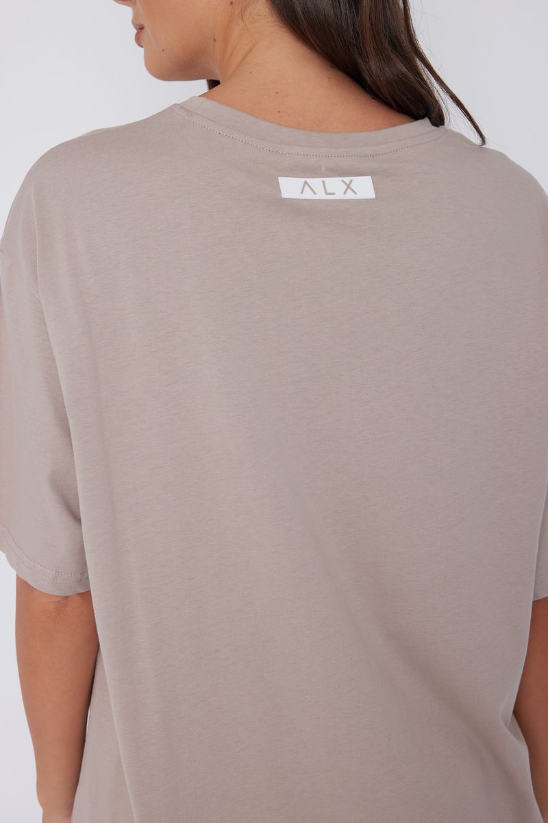 Alexandra women's Nix t-shirt in coco back shot close up