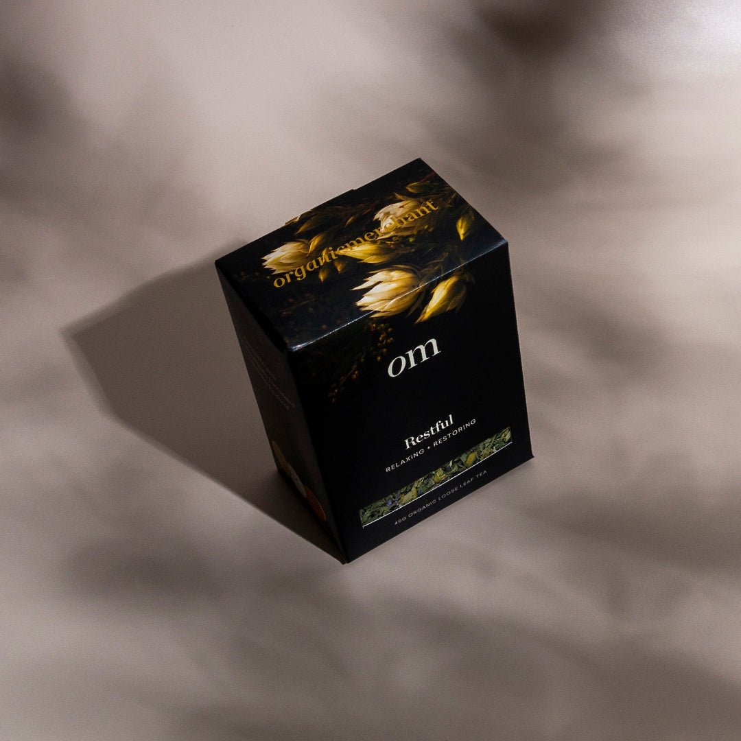 Organic Merchant restful tea box high angle