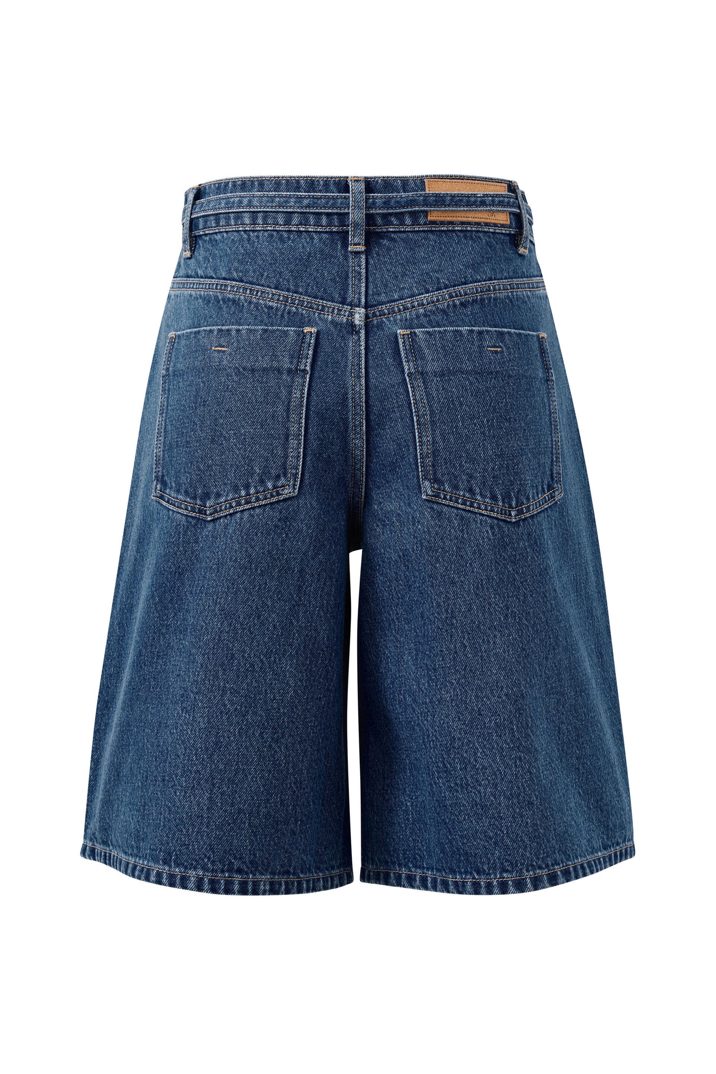 Ceres Life Olive Belted Shorts in fresh indigo flat lay back