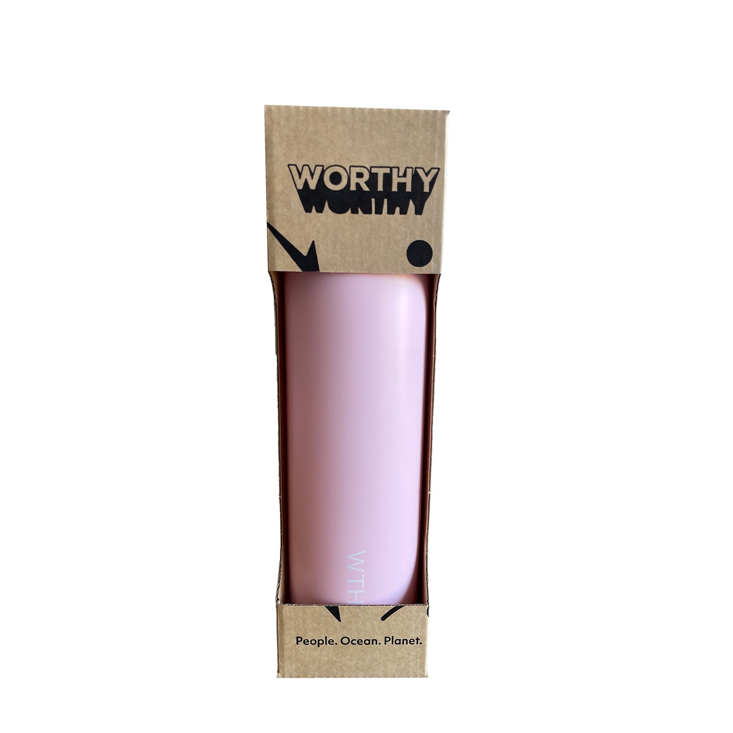 pink worthy drink bottle in box