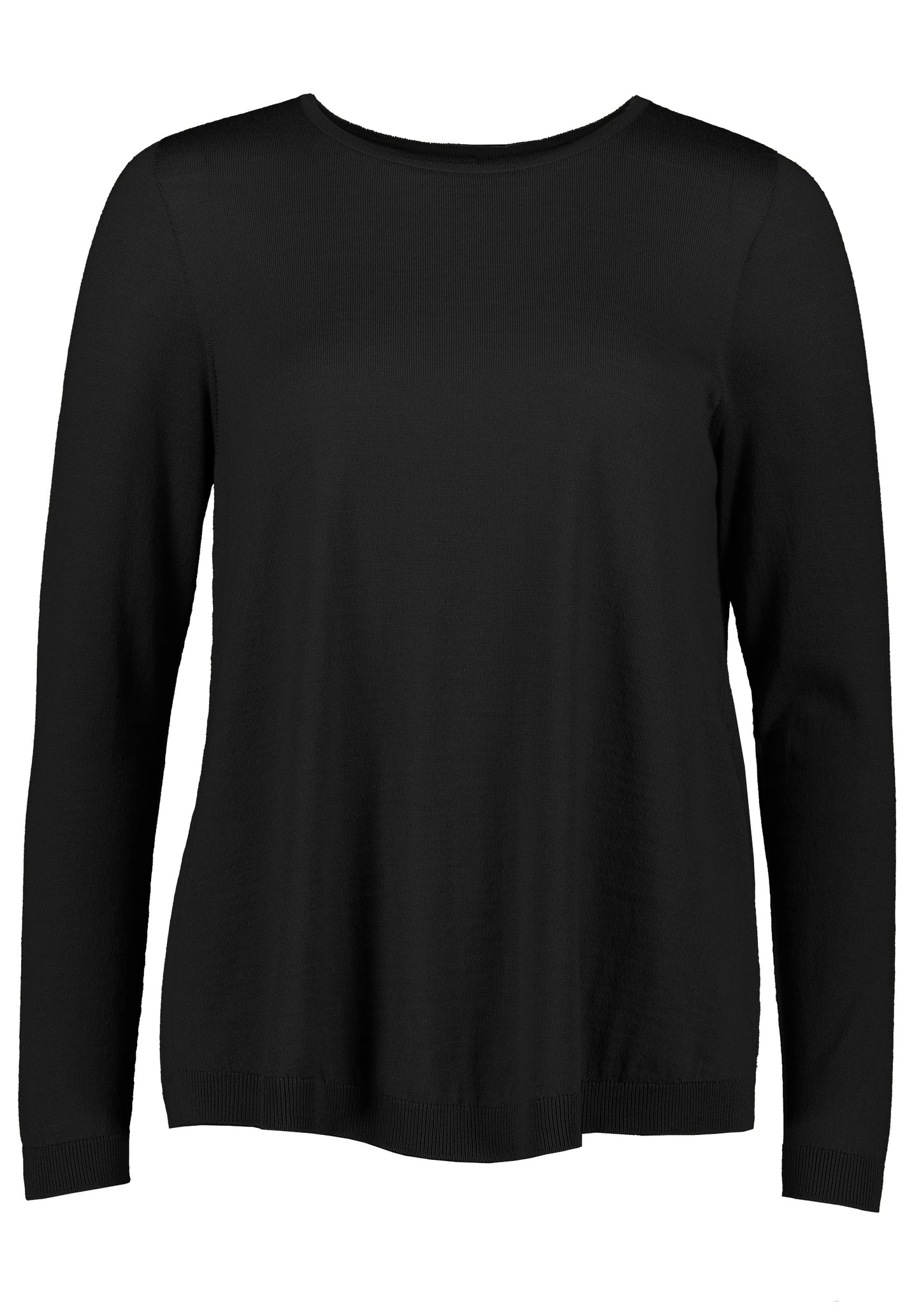 Standard Issue merino swing sweater in black flat lay