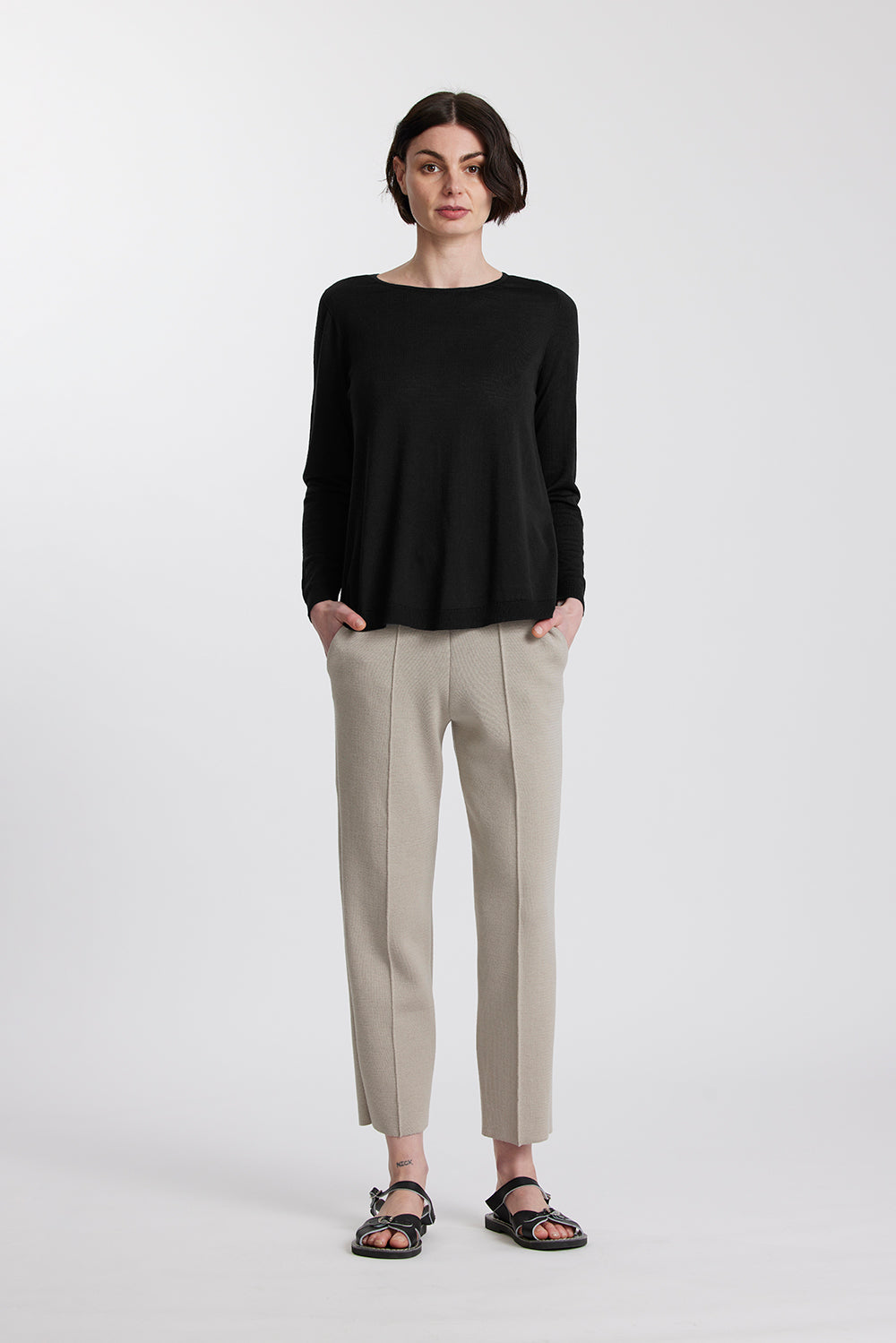 Standard Issue merino swing sweater in black