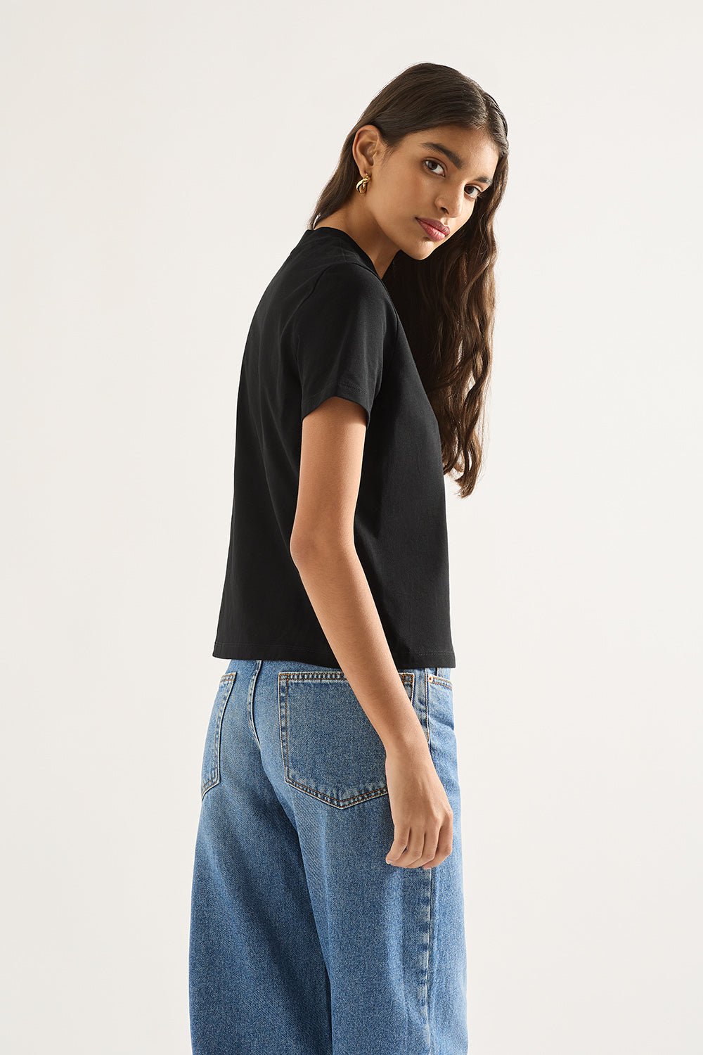 Outland Denim Good baby tee in black back shot