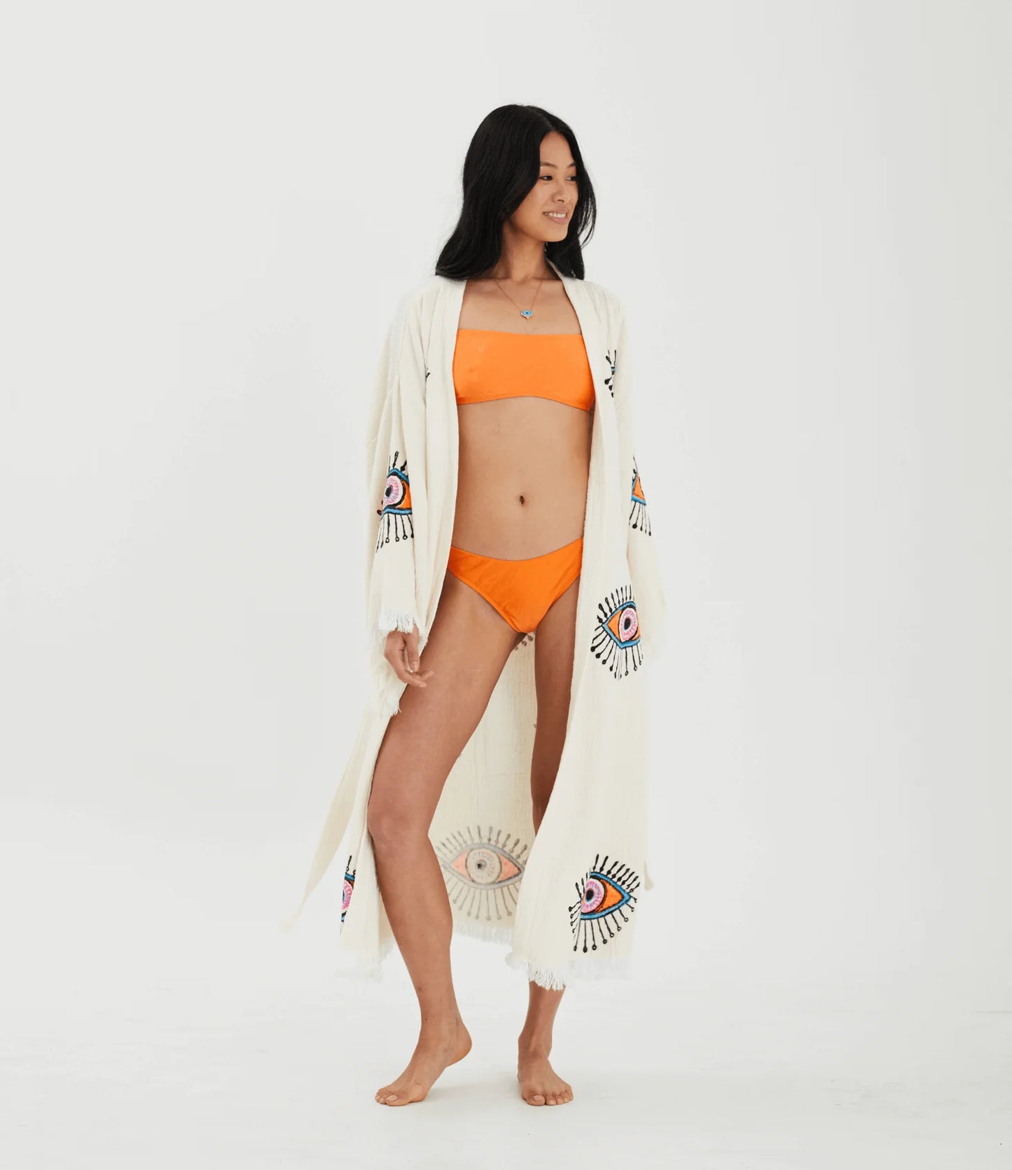 evil eye robe with bikini showing side