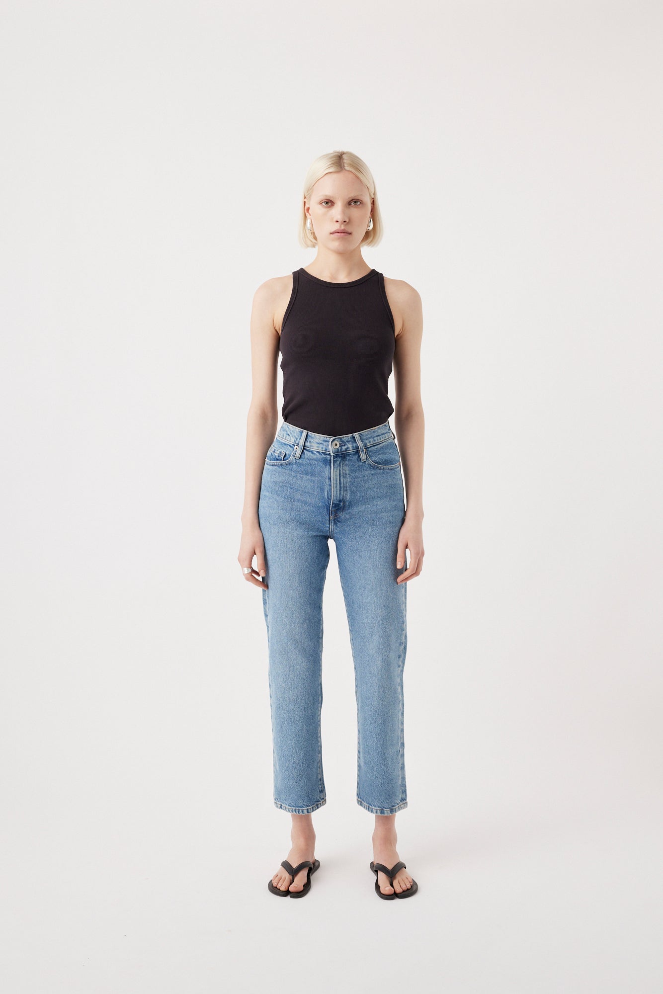 Outland Denim straight leg crop jeans front on