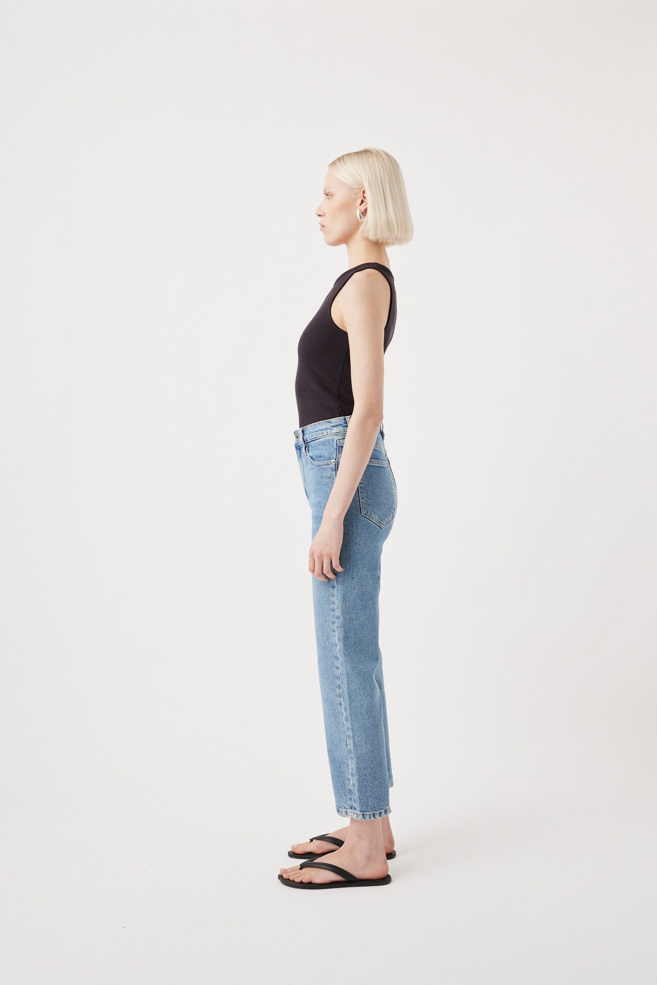 Outland Denim straight leg crop jeans side angle