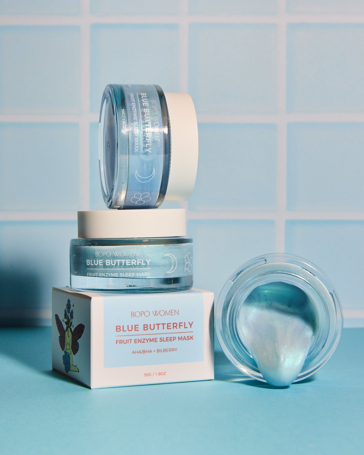 blue butterfly sleeping mask with box