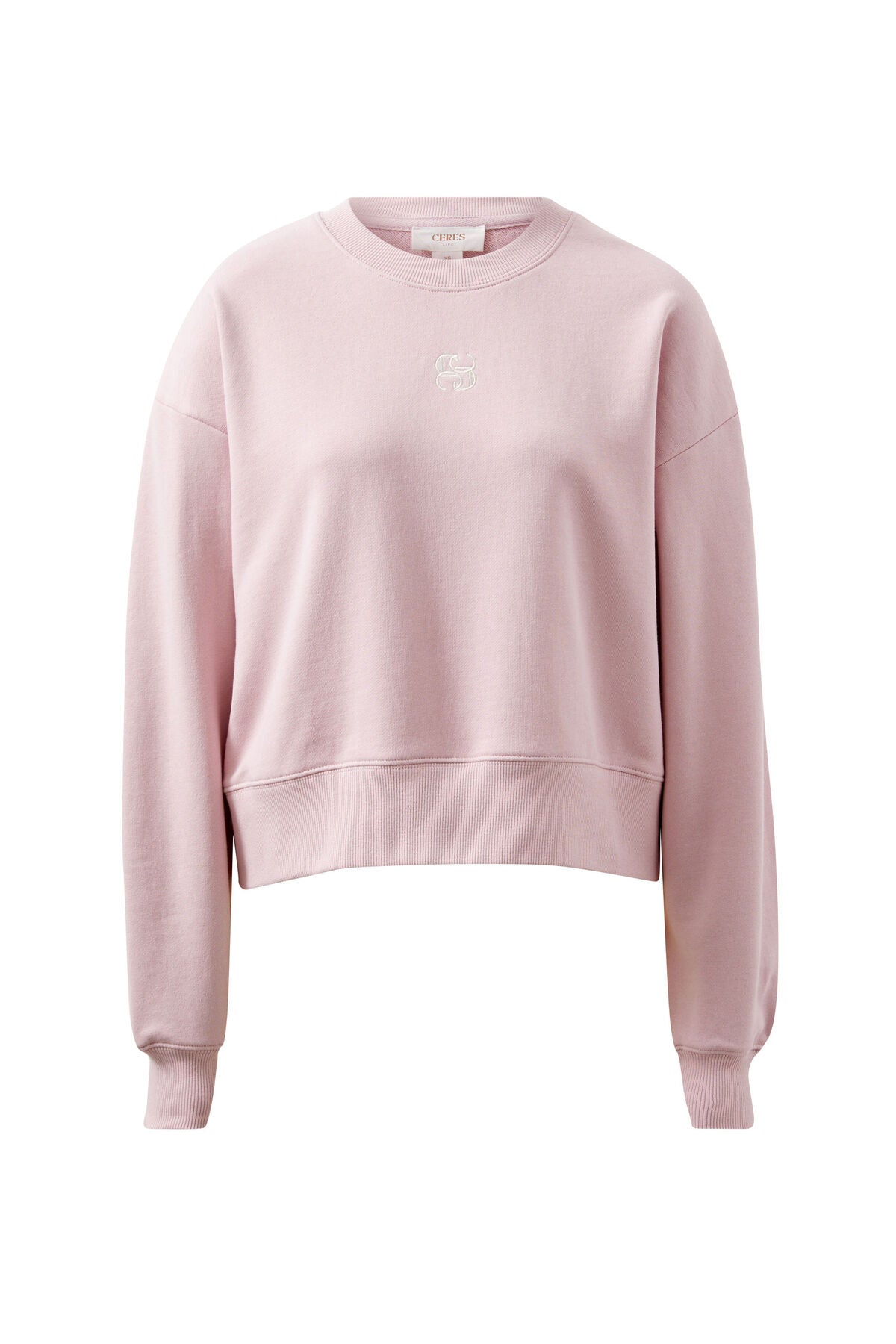 Ceres cropped sweater in blush flatlay
