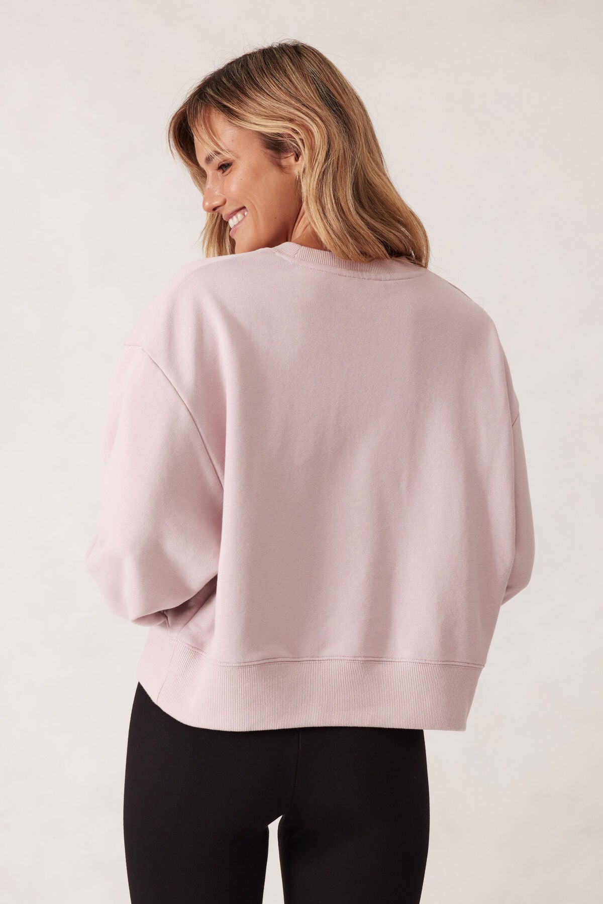 Ceres cropped sweater in blush back shot