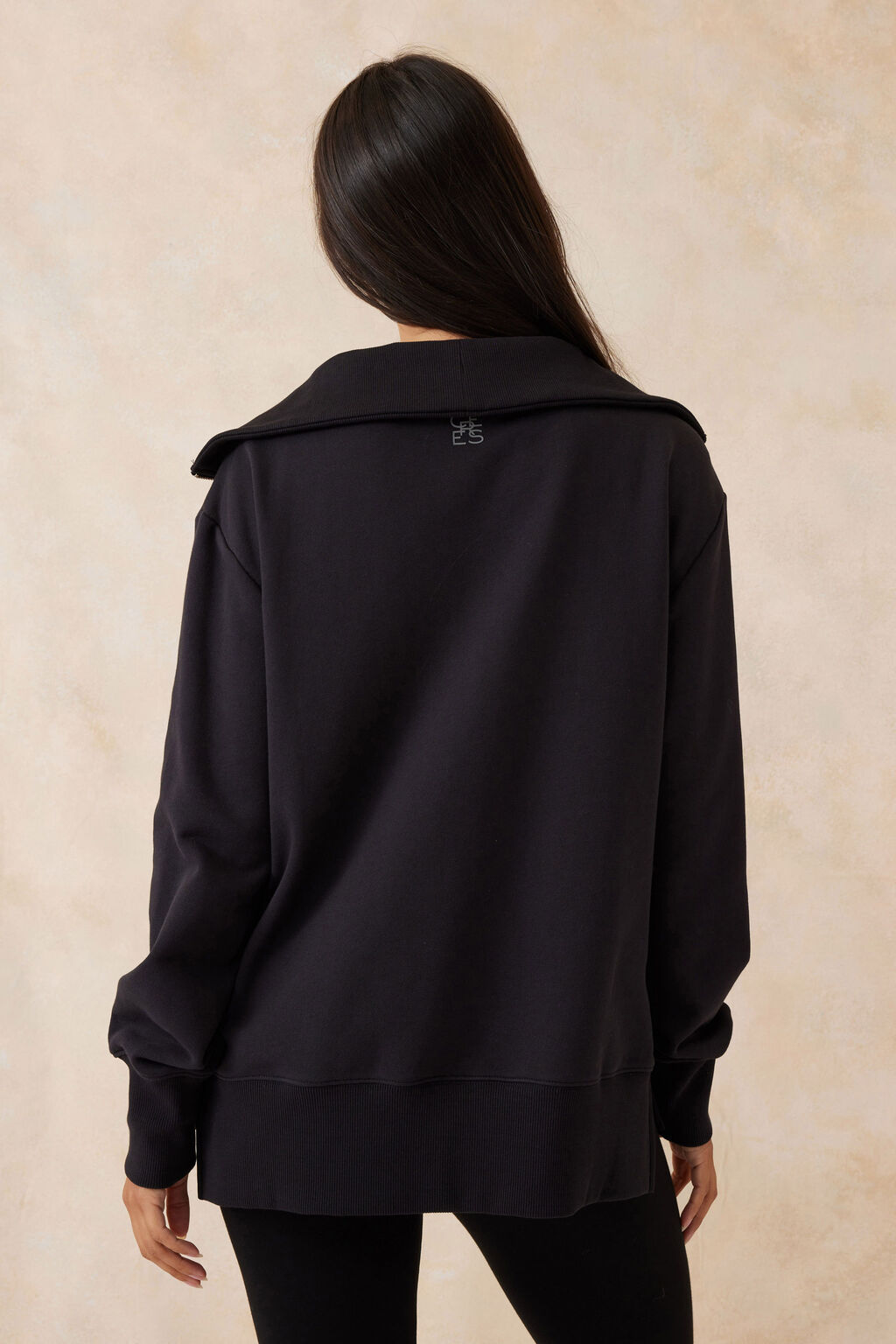 ceres half zip sweater black back shot
