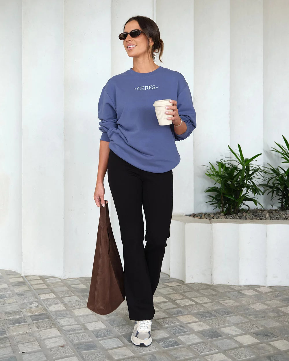 Ceres Life Ponte pant in black lifestyle shot