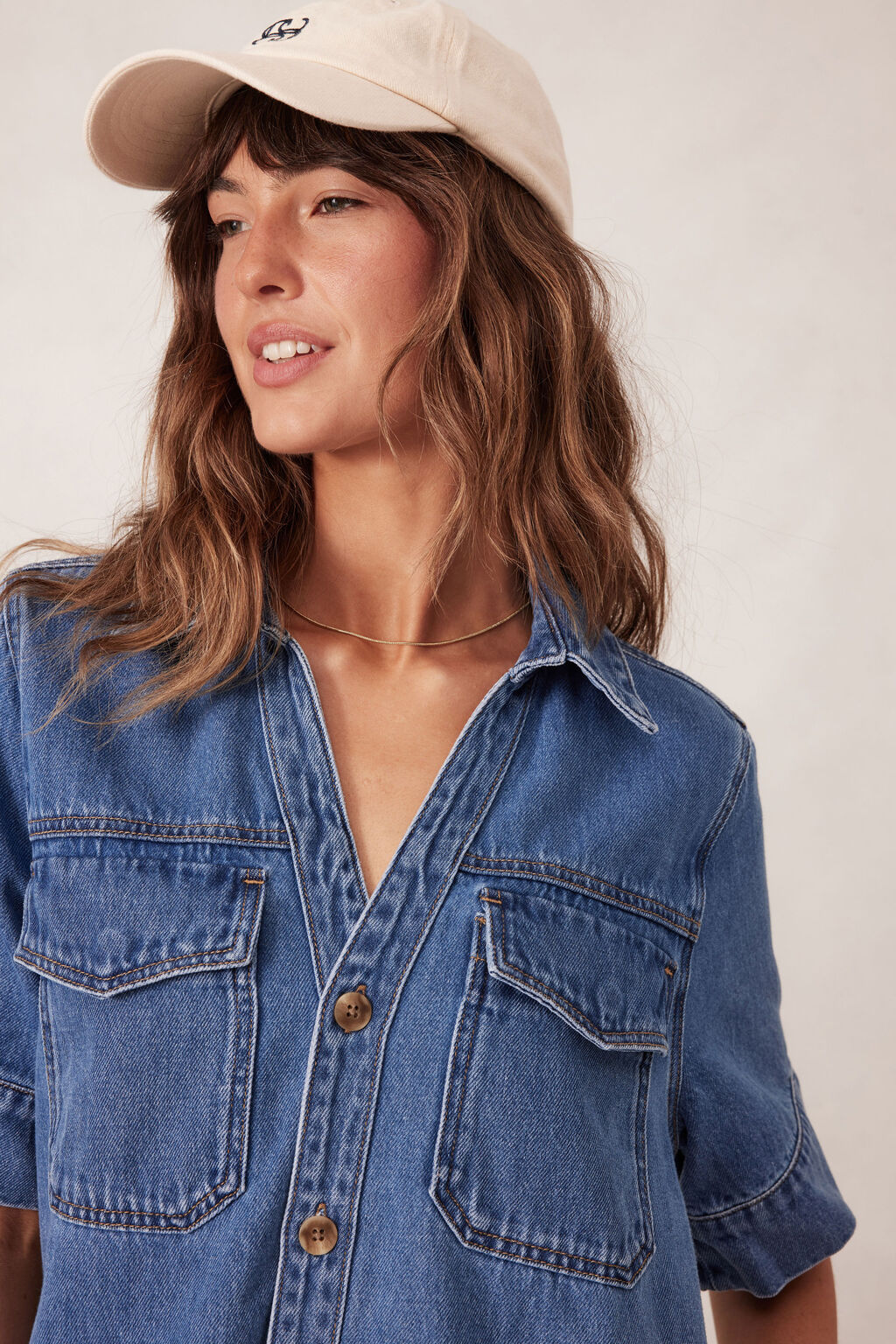 ceres relaxed shirt dress close up