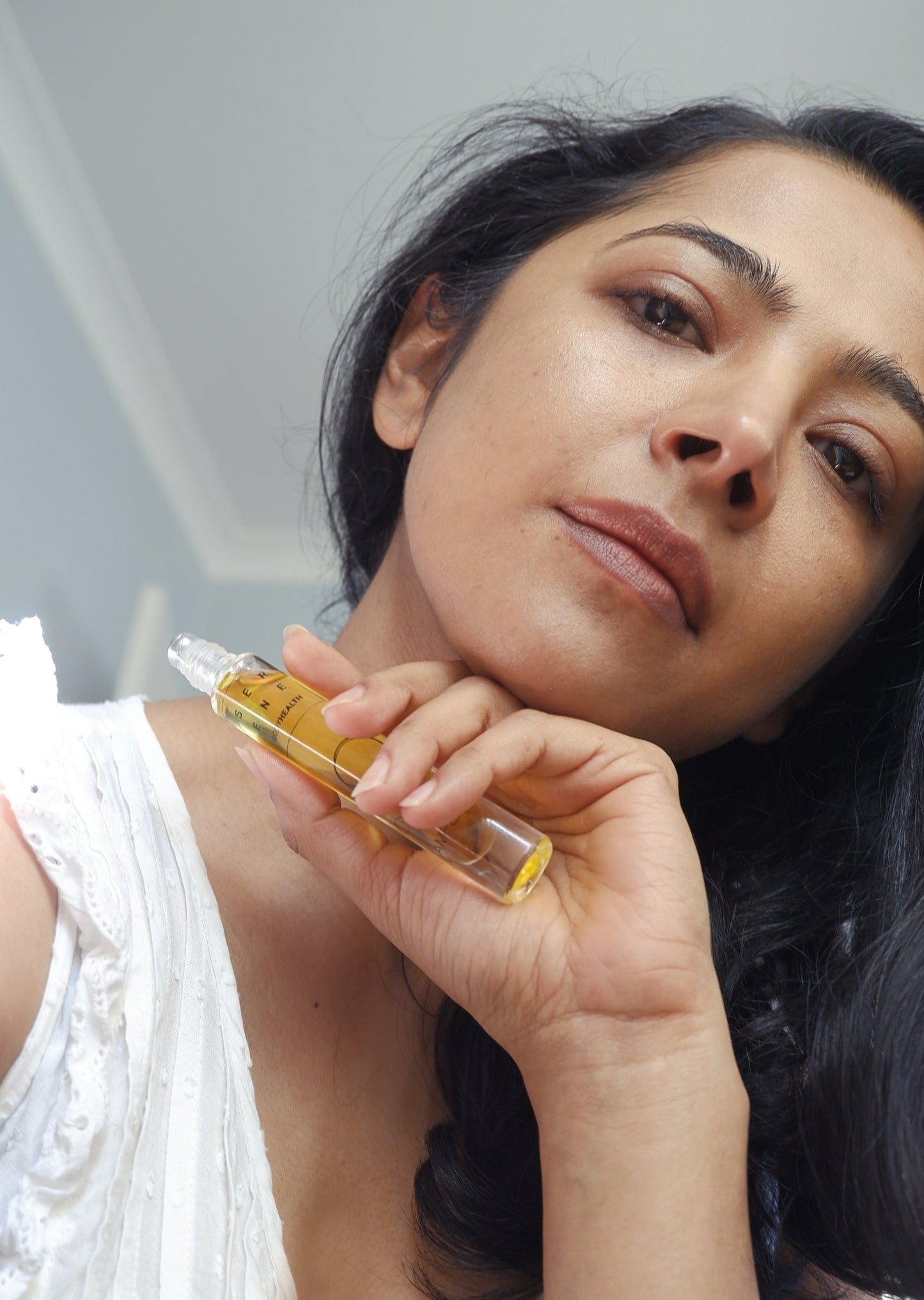 aware perfume with model
