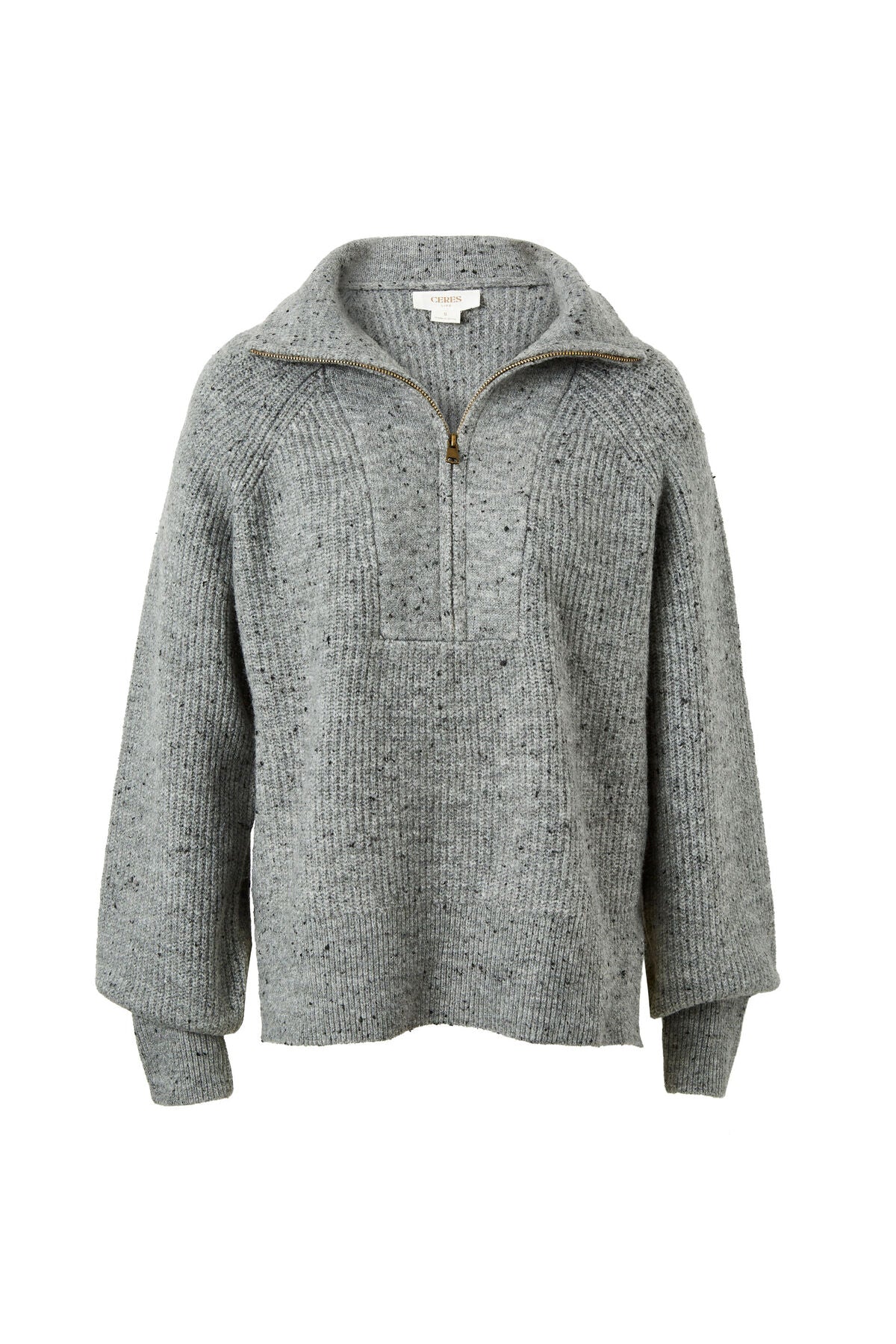 Ceres Life slouchy knit sweater in mid grey flat lay
